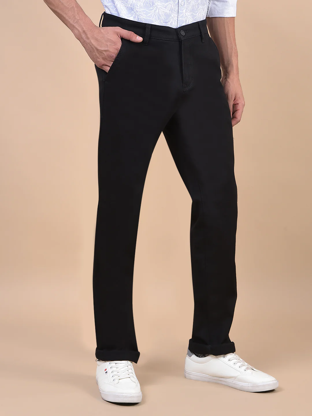 Casual Trouser for Men | Breathable & Soft with Color Fastness Regular Fit Cotton Blend Fabric Solid Pattern Button Closure - Image 5