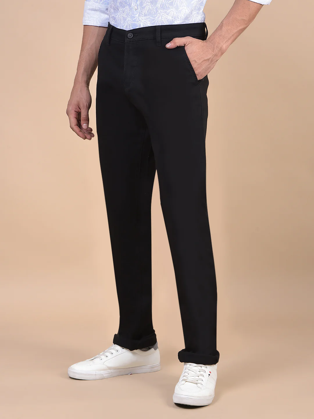Casual Trouser for Men | Breathable & Soft with Color Fastness Regular Fit Cotton Blend Fabric Solid Pattern Button Closure - Image 6