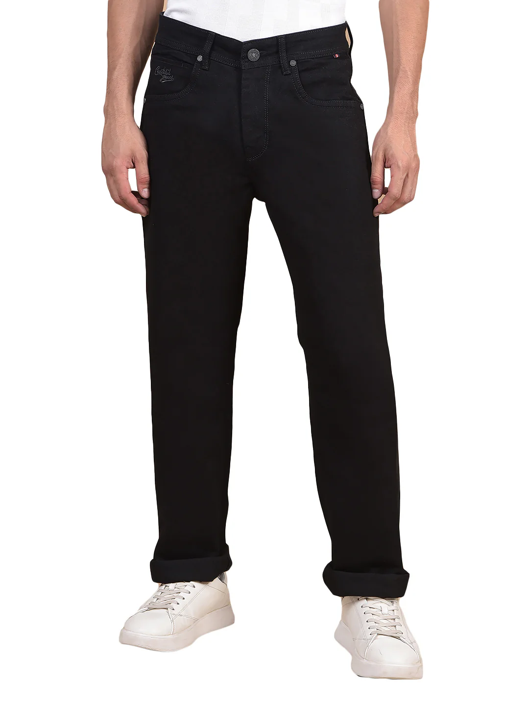 Denim Jeans for Men l Breathable & Soft with Color Fastness Straight Fit Cotton Fabric Solid Pattern Button Closure - Image 2