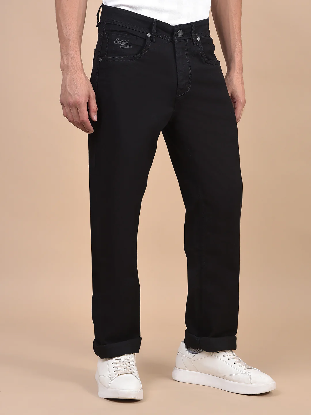 Denim Jeans for Men l Breathable & Soft with Color Fastness Straight Fit Cotton Fabric Solid Pattern Button Closure - Image 5