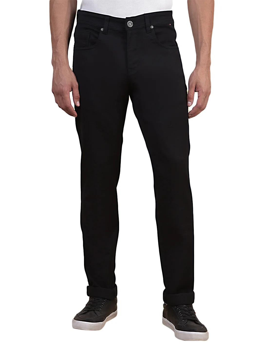 Denim Jeans for Men l Breathable & Soft with Color Fastness Ultra Narrow Fit Cotton Fabric Solid Pattern Button Closure - Image 4