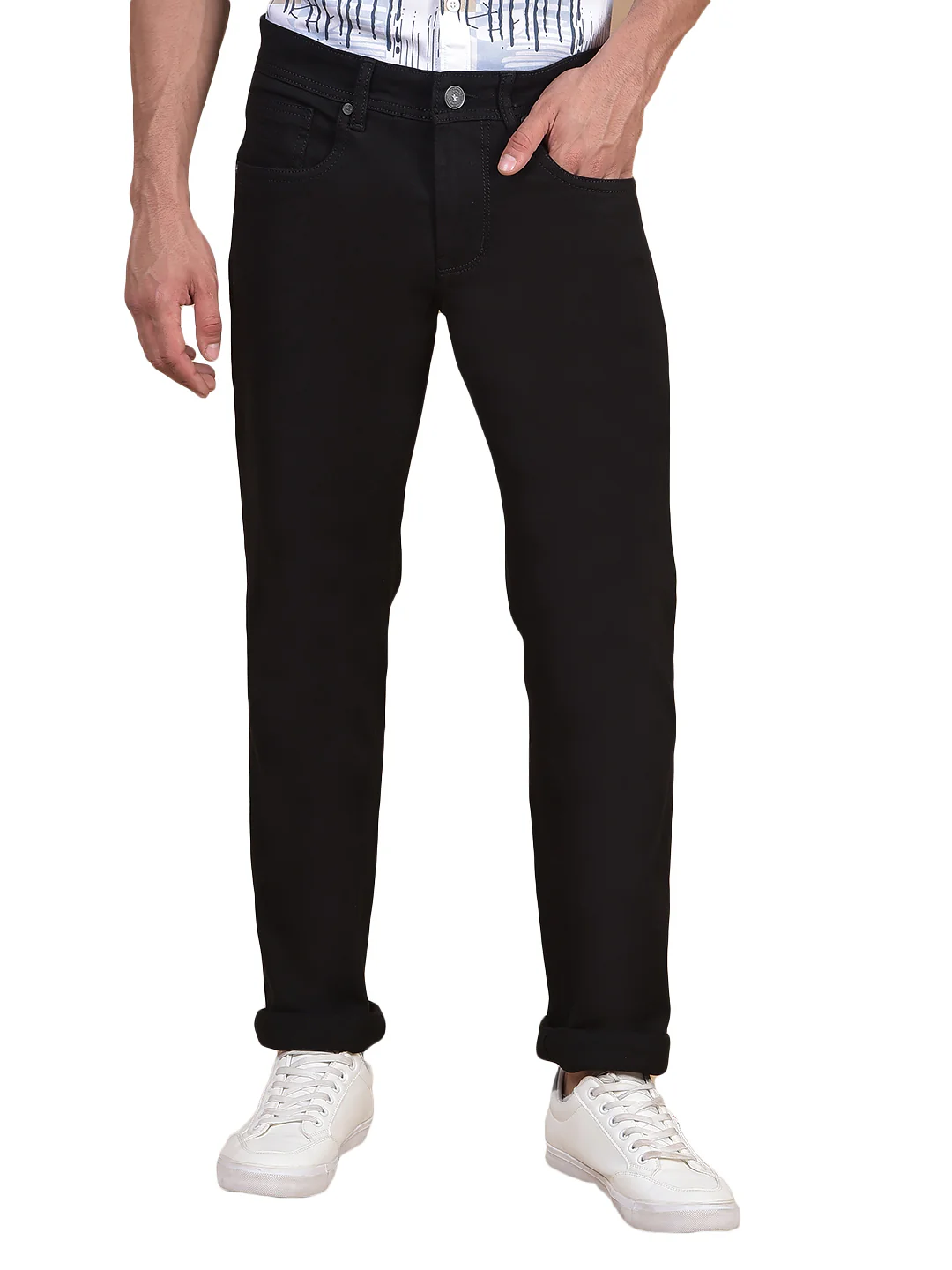Denim Jeans for Men l Breathable & Soft with Color Fastness Ultra Narrow Fit Cotton Fabric Solid Pattern Button Closure - Image 2