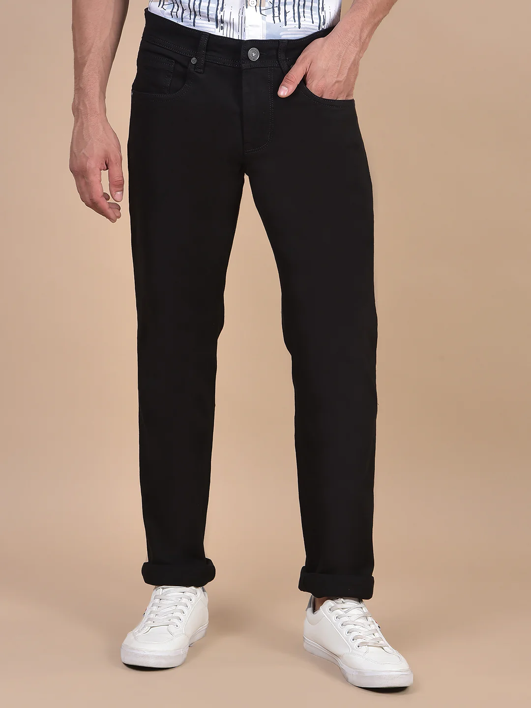 Denim Jeans for Men l Breathable & Soft with Color Fastness Ultra Narrow Fit Cotton Fabric Solid Pattern Button Closure - Image 4