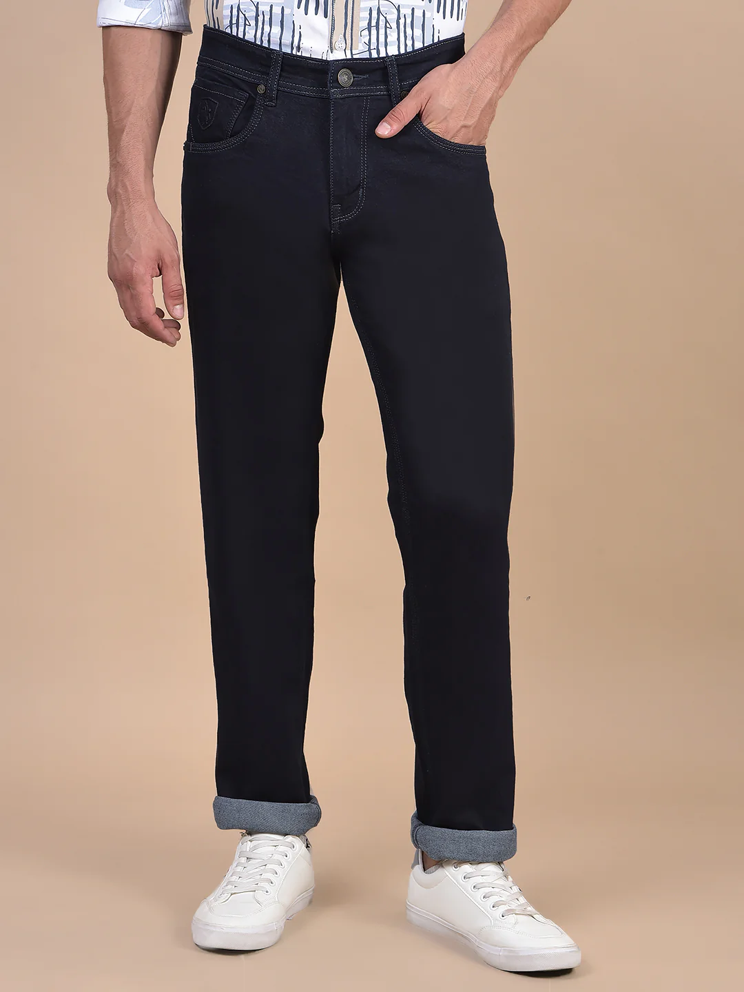 Denim Jeans for Men l Breathable & Soft with Color Fastness Ultra Narrow Fit Cotton Fabric Solid Pattern Button Closure - Image 2
