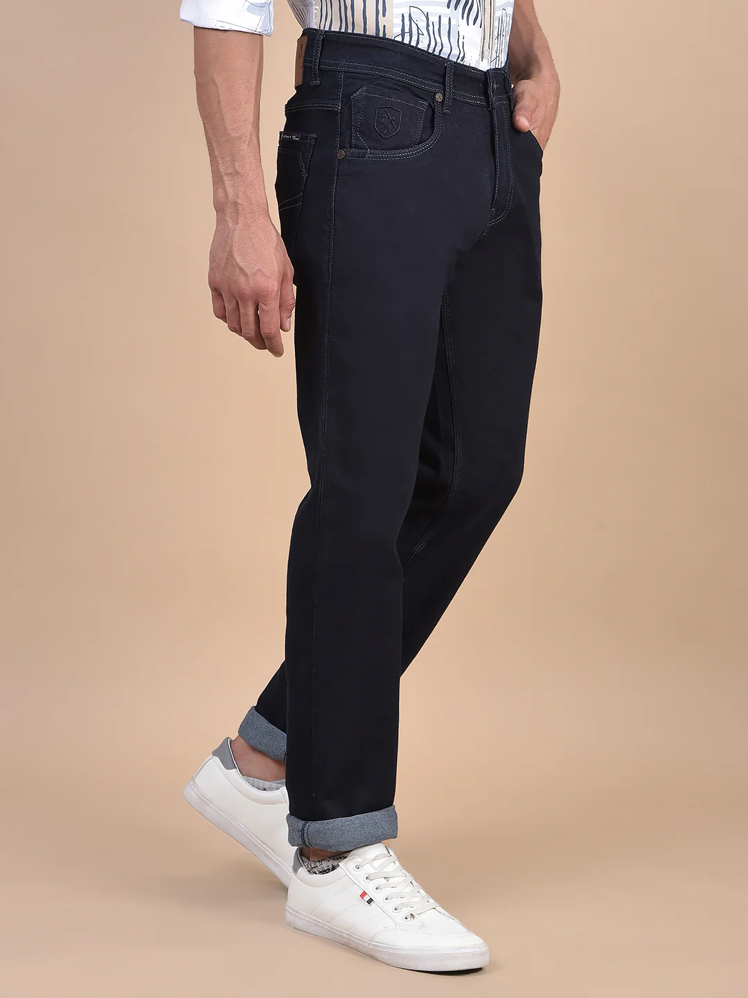 Denim Jeans for Men l Breathable & Soft with Color Fastness Ultra Narrow Fit Cotton Fabric Solid Pattern Button Closure - Image 3