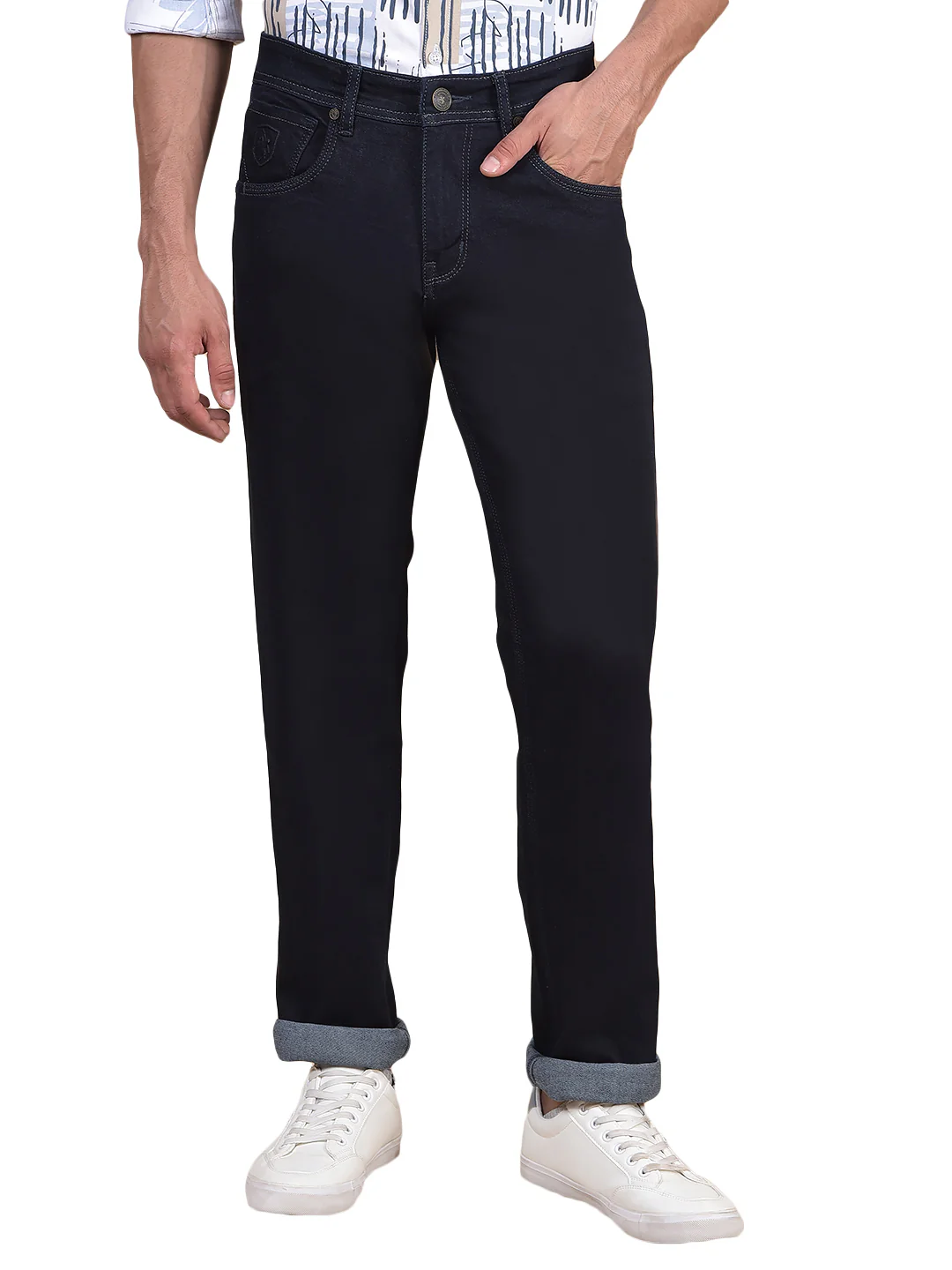 Denim Jeans for Men l Breathable & Soft with Color Fastness Ultra Narrow Fit Cotton Fabric Solid Pattern Button Closure - Image 4