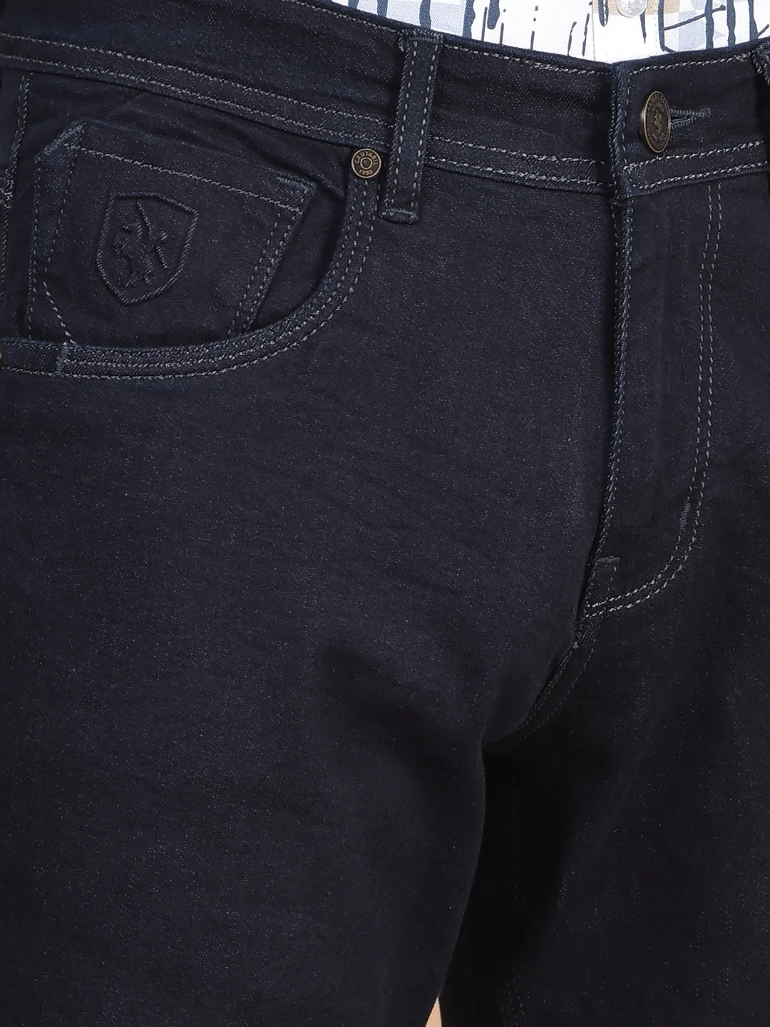 Denim Jeans for Men l Breathable & Soft with Color Fastness Ultra Narrow Fit Cotton Fabric Solid Pattern Button Closure - Image 6