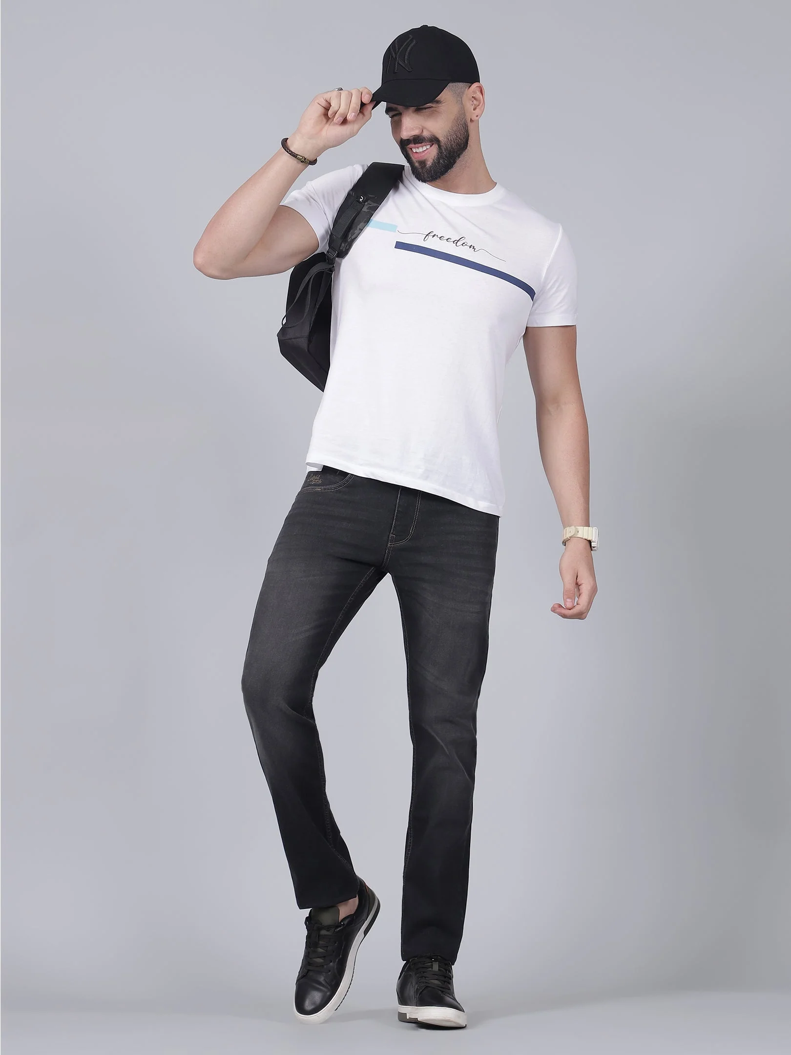 Denim Jeans for Men l Breathable & Soft with Color Fastness Ultra Narrow Fit Cotton Fabric Solid Pattern Button Closure - Image 7