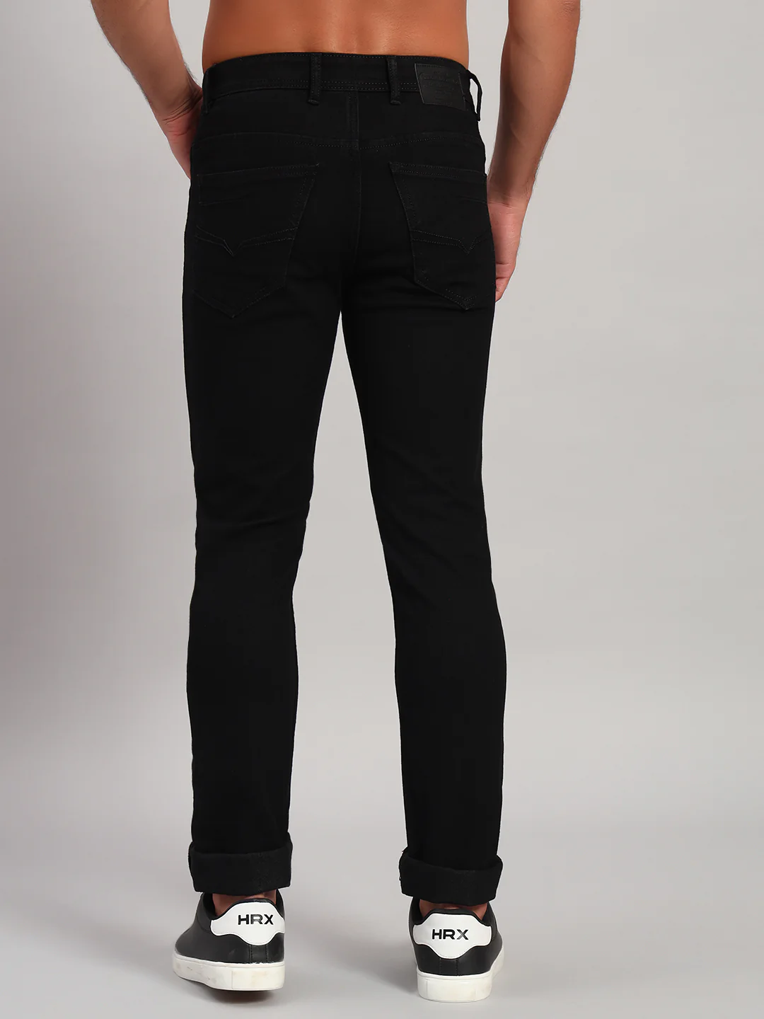 Denim Jeans for Men l Breathable & Soft with Color Fastness Ultra Narrow Fit Cotton Fabric Solid Pattern Button Closure - Image 2