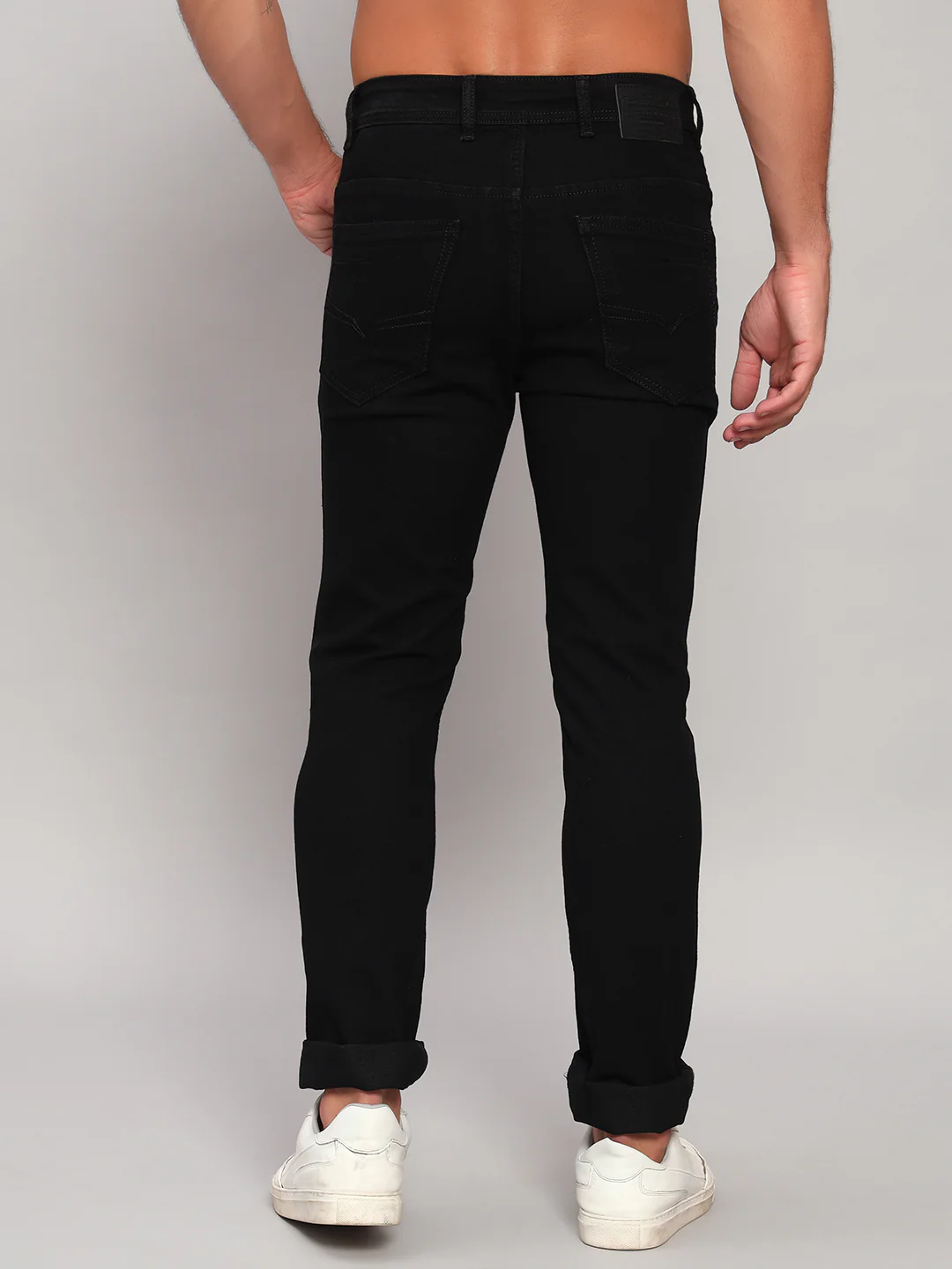 Denim Jeans for Men l Breathable & Soft with Color Fastness Ultra Narrow Fit Cotton Fabric Solid Pattern Button Closure - Image 2