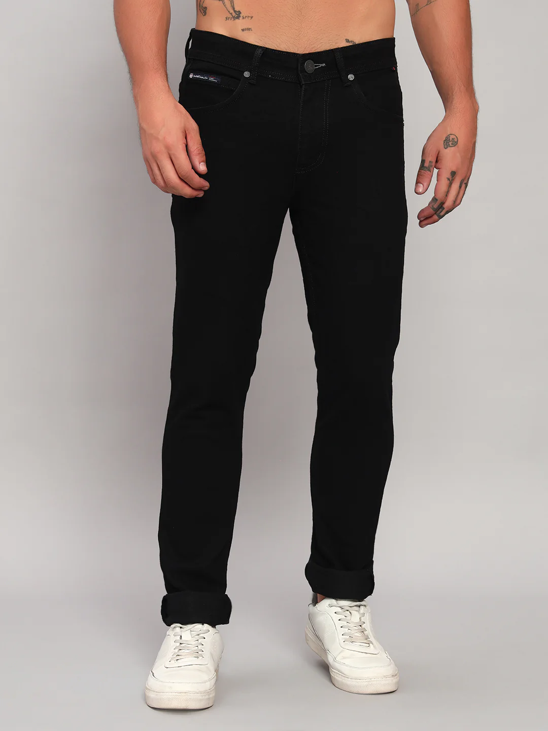 Denim Jeans for Men l Breathable & Soft with Color Fastness Ultra Narrow Fit Cotton Fabric Solid Pattern Button Closure - Image 3