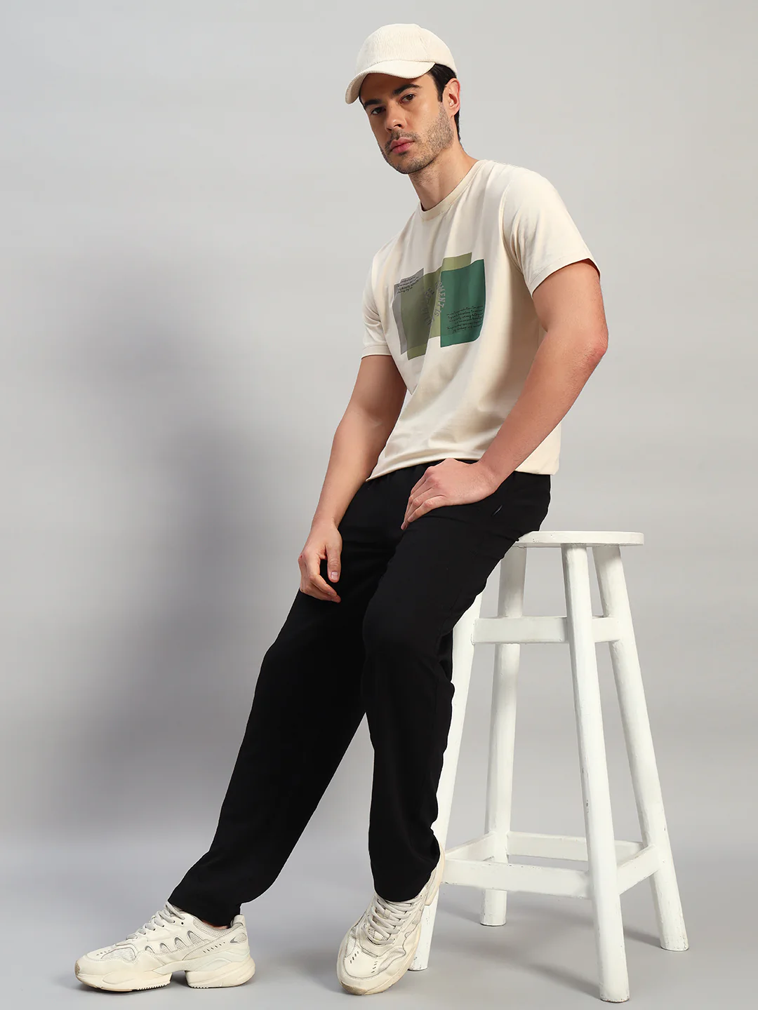 Men's Solid Black Flat Front Mid Rise Regular Fit Casual Track Pant - Image 9