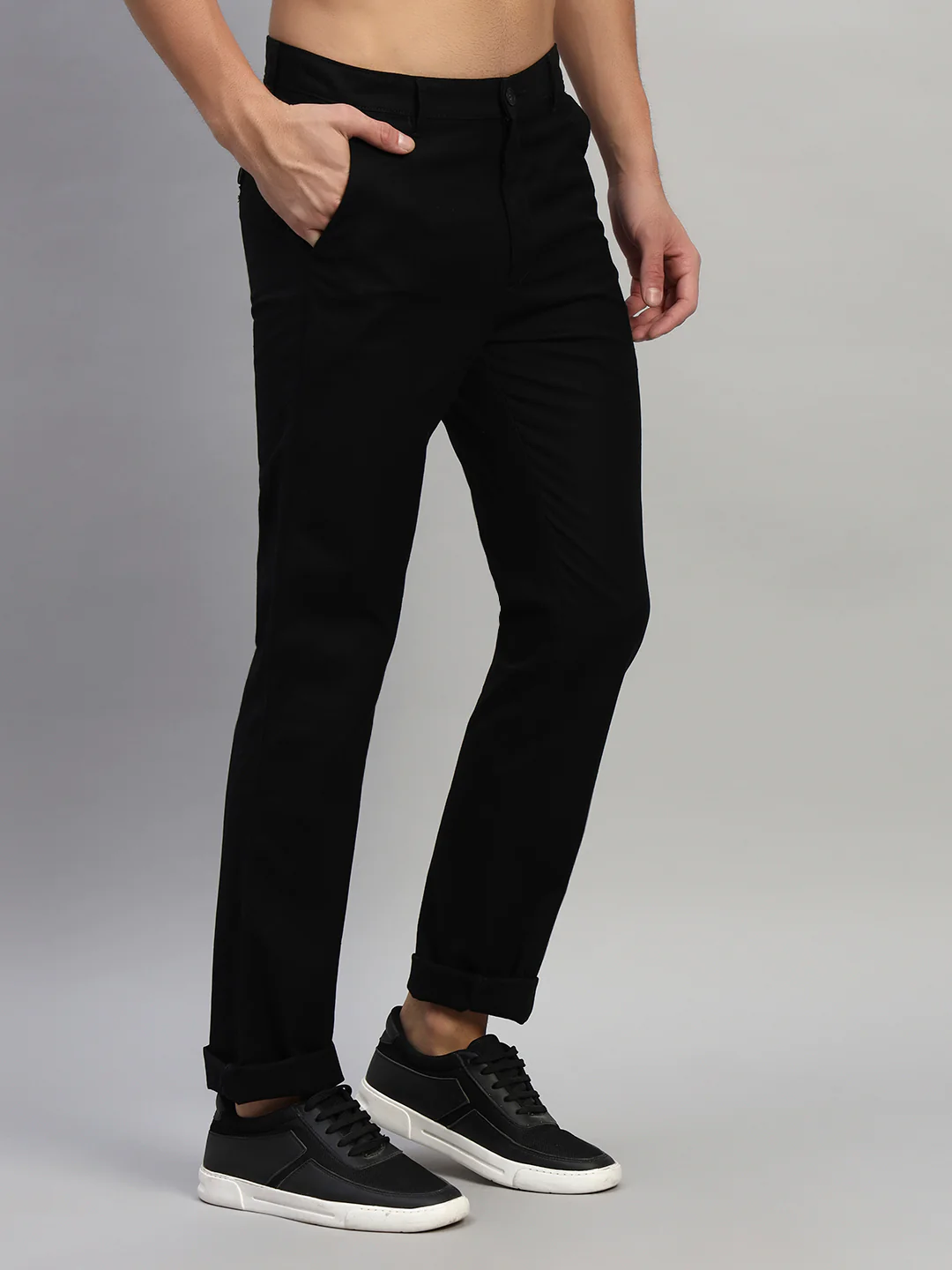 Casual Trouser for Men | Breathable & Soft with Color Fastness Regular Fit Cotton Fabric Solid Pattern Button Closure - Image 3