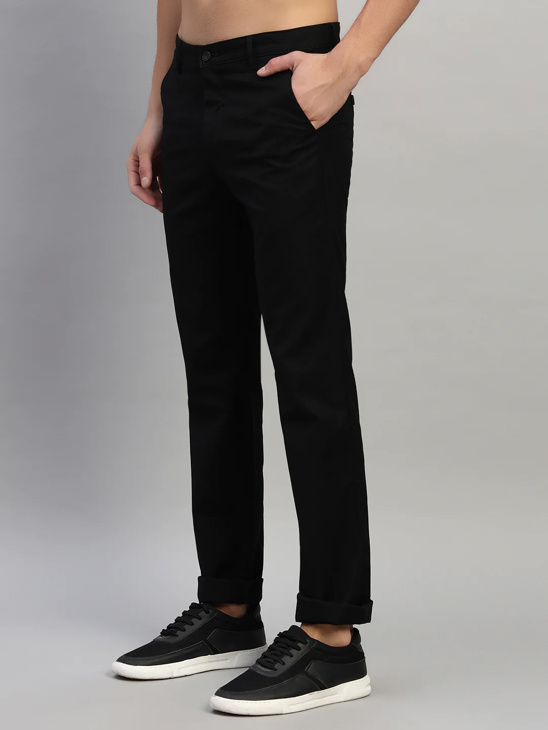 Casual Trouser for Men | Breathable & Soft with Color Fastness Regular Fit Cotton Fabric Solid Pattern Button Closure - Image 5