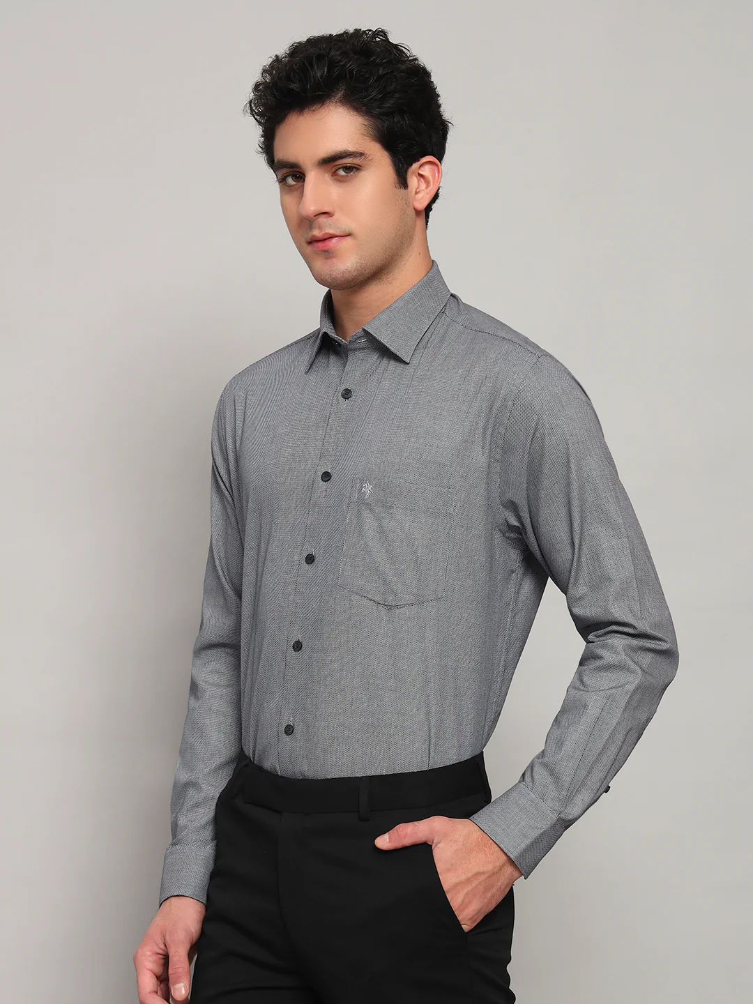 Formal Shirt for Men l Breathable & Soft with Color Fastness Regular Fit Spread Collar Neck Cotton Fabric Solid Pattern - Image 2