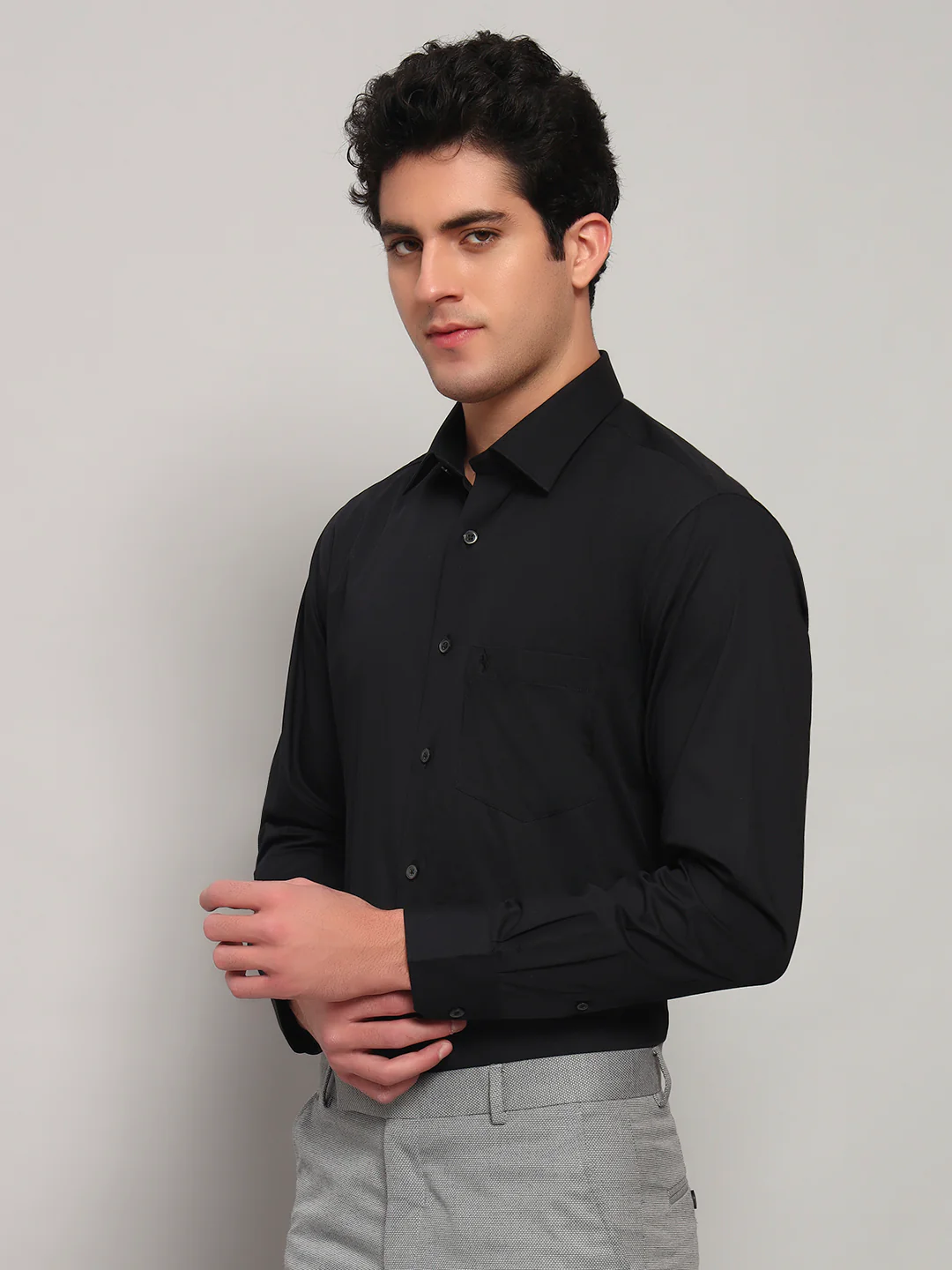 Formal Shirt for Men l Breathable & Soft with Color Fastness Regular Fit Spread Collar Neck Cotton Fabric Solid Pattern - Image 3