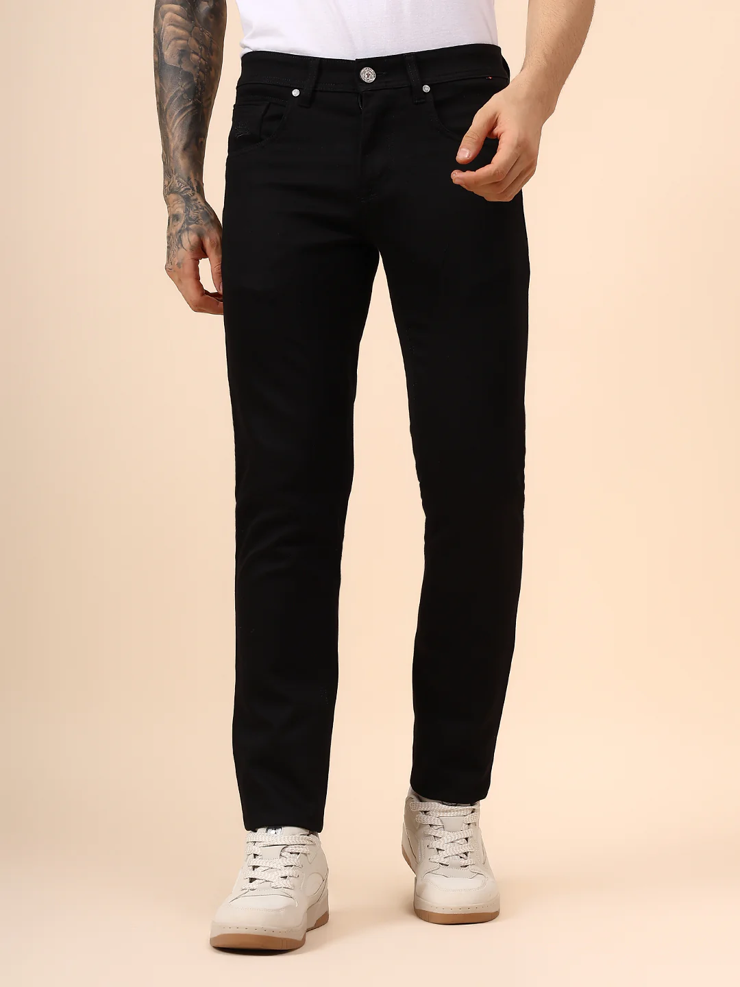 Casual Trouser for Men | Breathable & Soft with Color Fastness Regular Fit Cotton Blend Fabric Solid Pattern Button Closure - Image 3