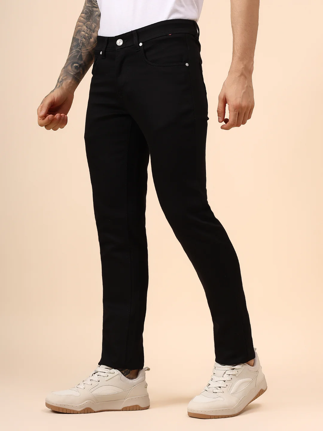 Casual Trouser for Men | Breathable & Soft with Color Fastness Regular Fit Cotton Blend Fabric Solid Pattern Button Closure - Image 4