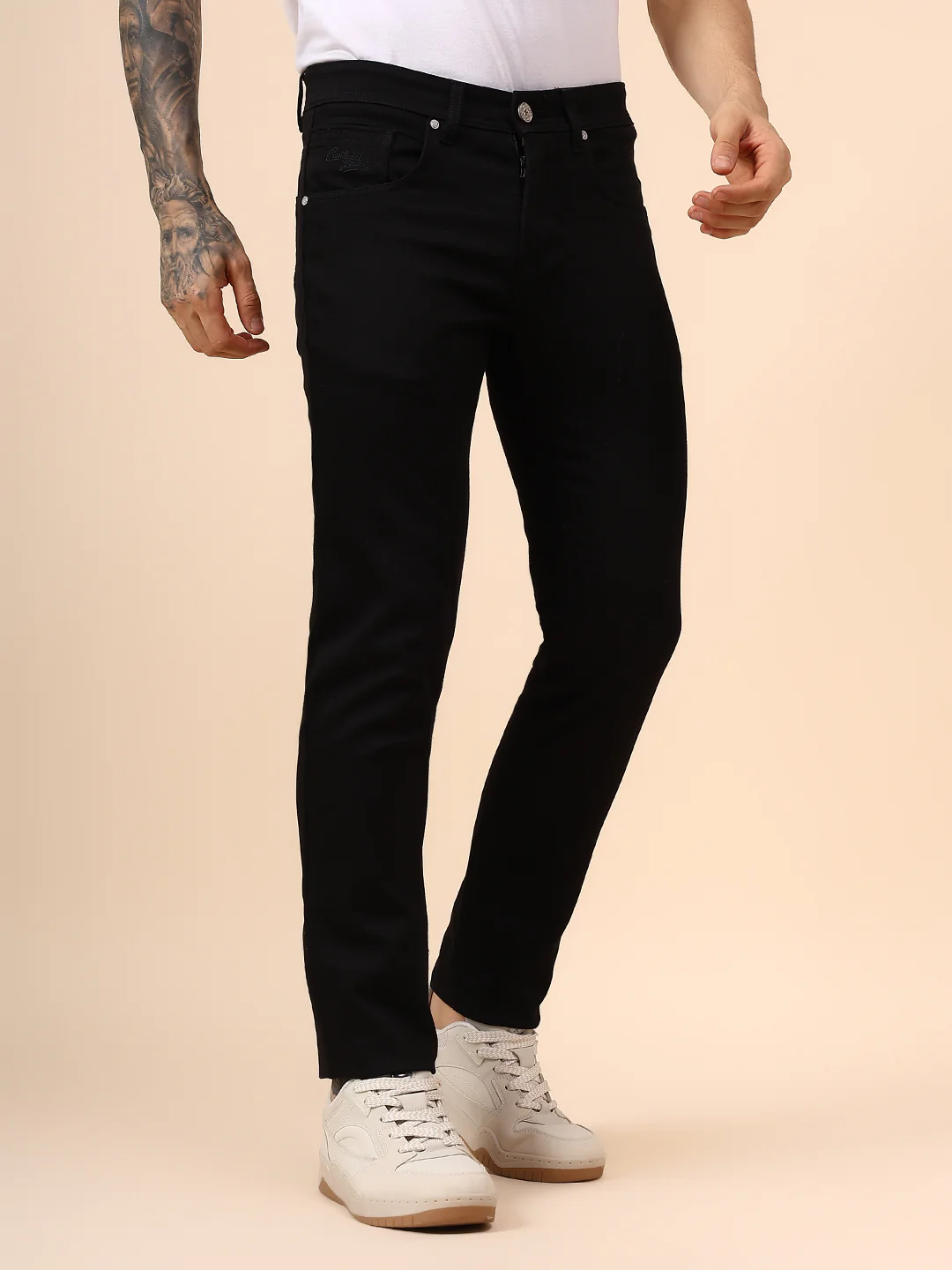Casual Trouser for Men | Breathable & Soft with Color Fastness Regular Fit Cotton Blend Fabric Solid Pattern Button Closure - Image 5