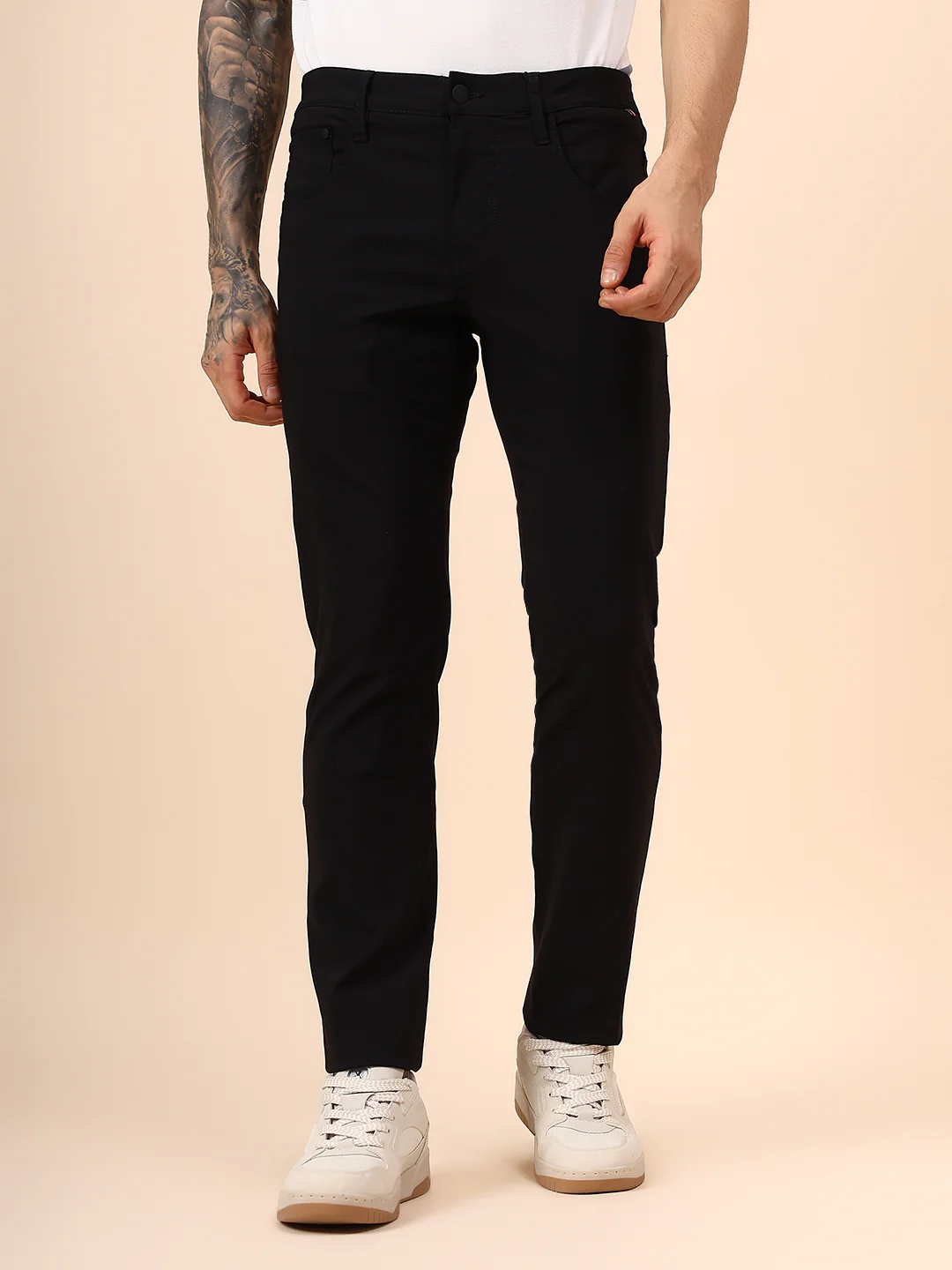 Casual Trouser for Men | Breathable & Soft with Color Fastness Regular Fit Spandex Fabric Solid Pattern Button Closure - Image 3