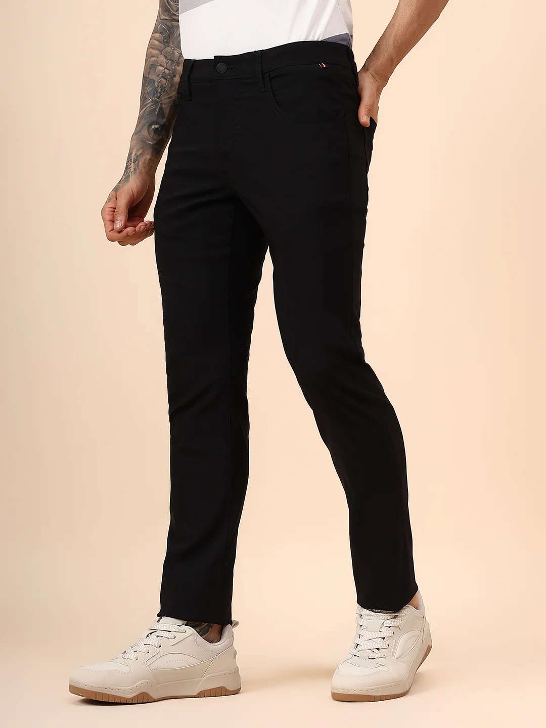 Casual Trouser for Men | Breathable & Soft with Color Fastness Regular Fit Spandex Fabric Solid Pattern Button Closure - Image 4