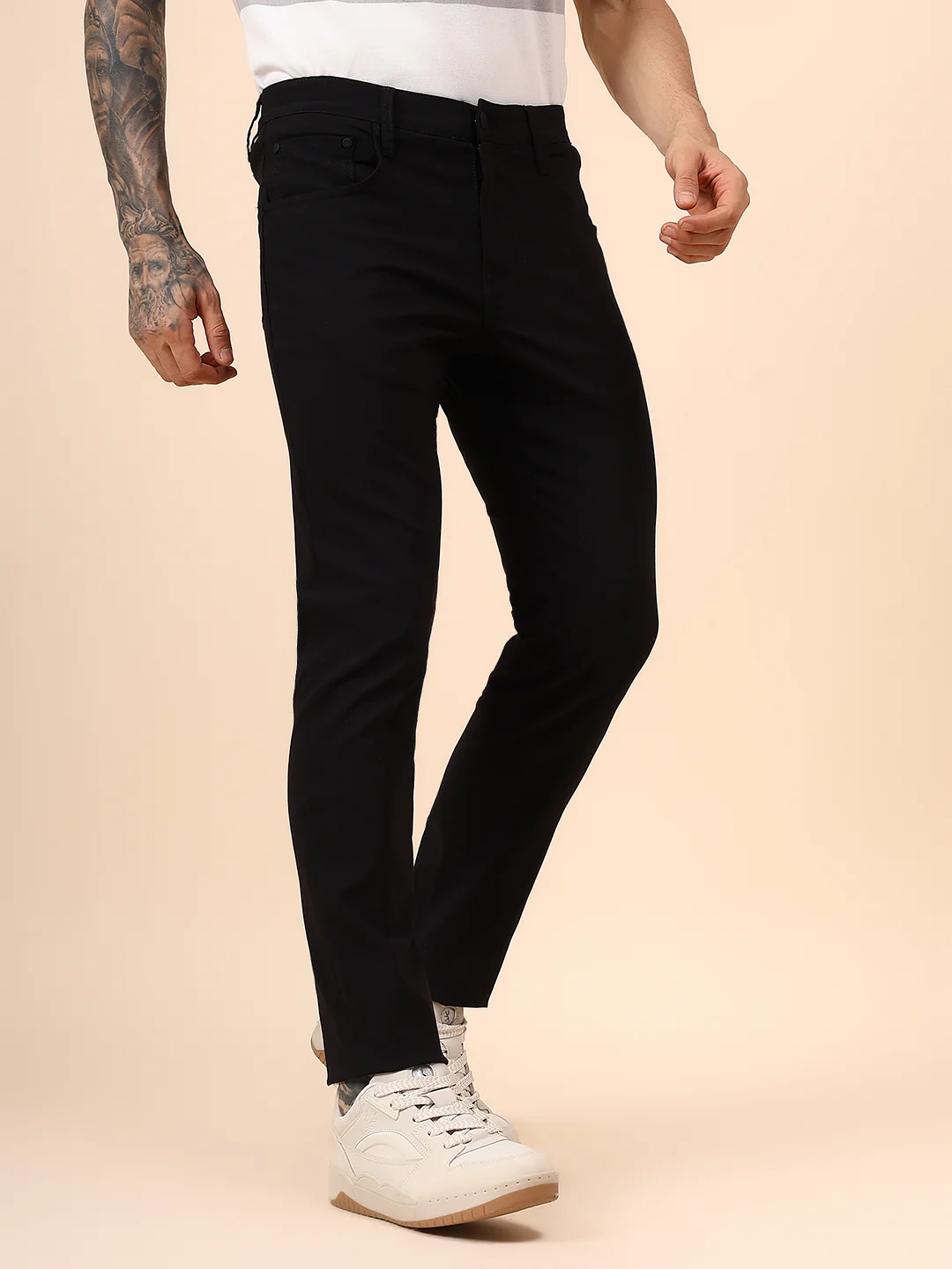 Casual Trouser for Men | Breathable & Soft with Color Fastness Regular Fit Spandex Fabric Solid Pattern Button Closure - Image 5