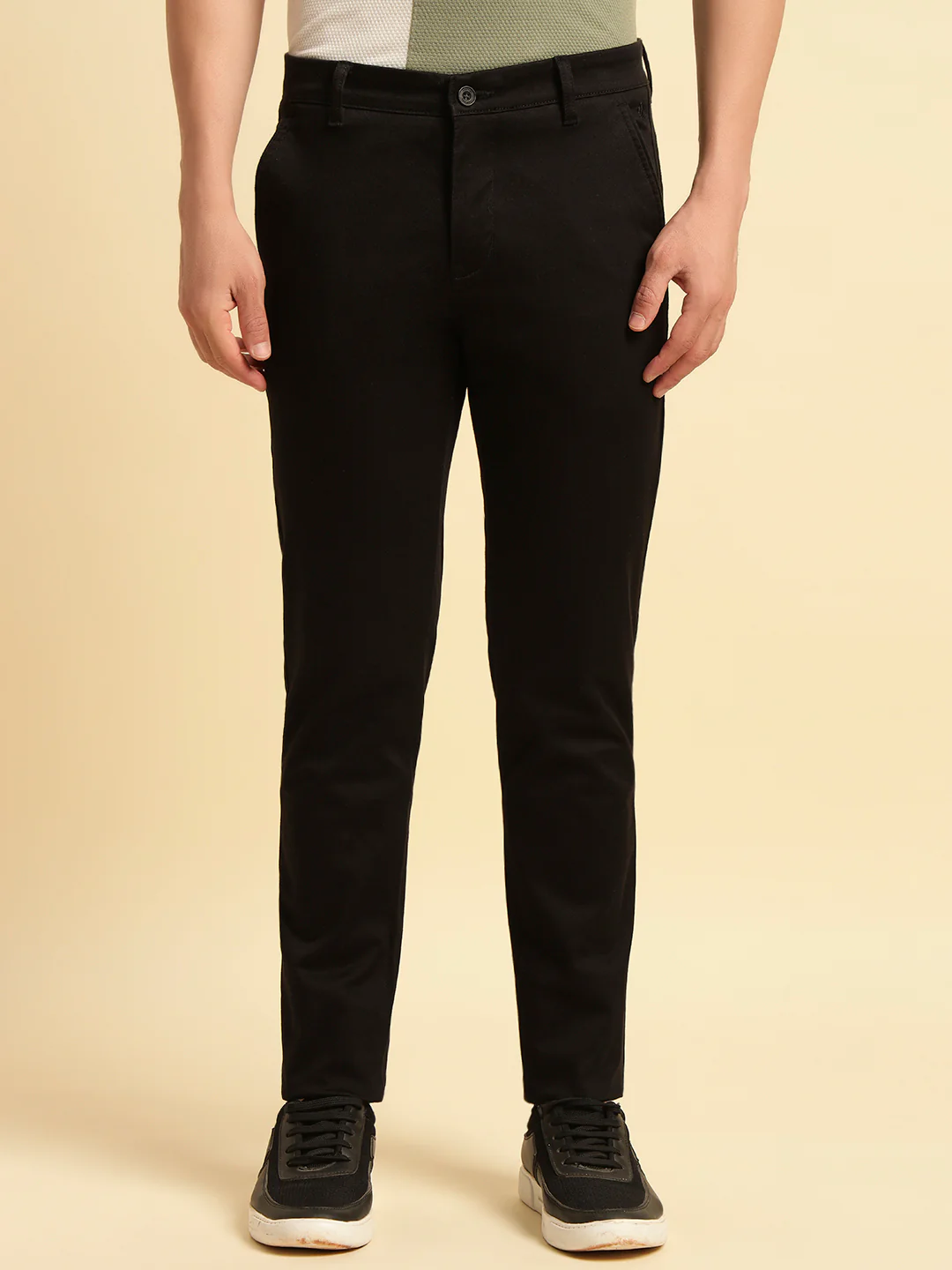 Casual Trouser for Men | Breathable & Soft with Color Fastness Regular Fit Cotton Blend Fabric Solid Pattern Button Closure - Image 5