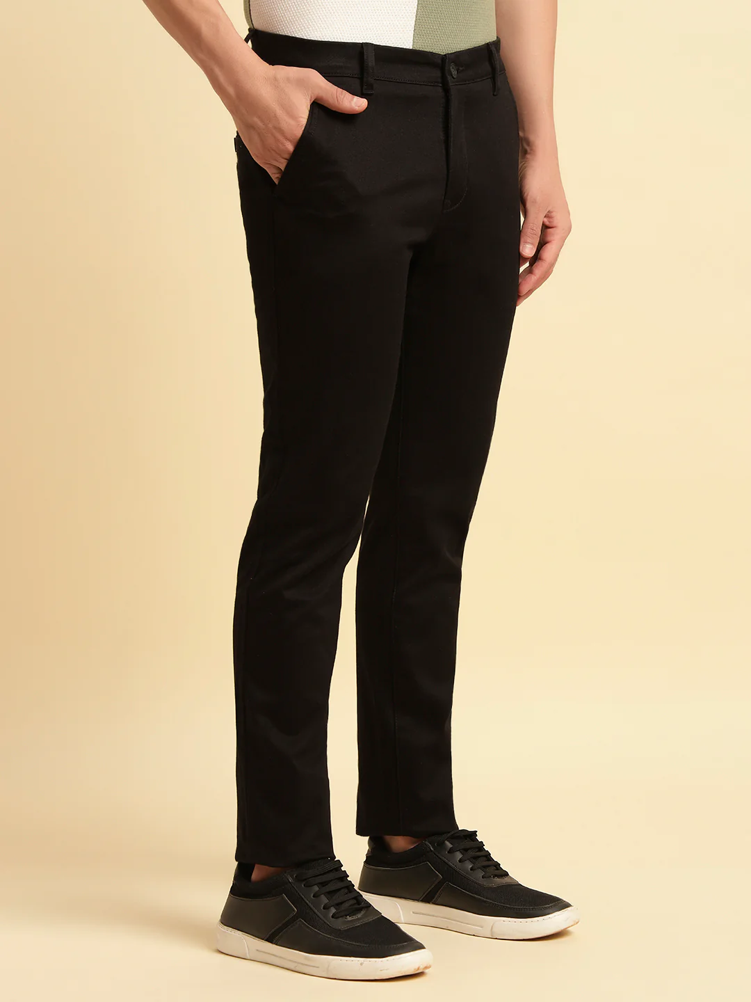 Casual Trouser for Men | Breathable & Soft with Color Fastness Regular Fit Cotton Blend Fabric Solid Pattern Button Closure - Image 6