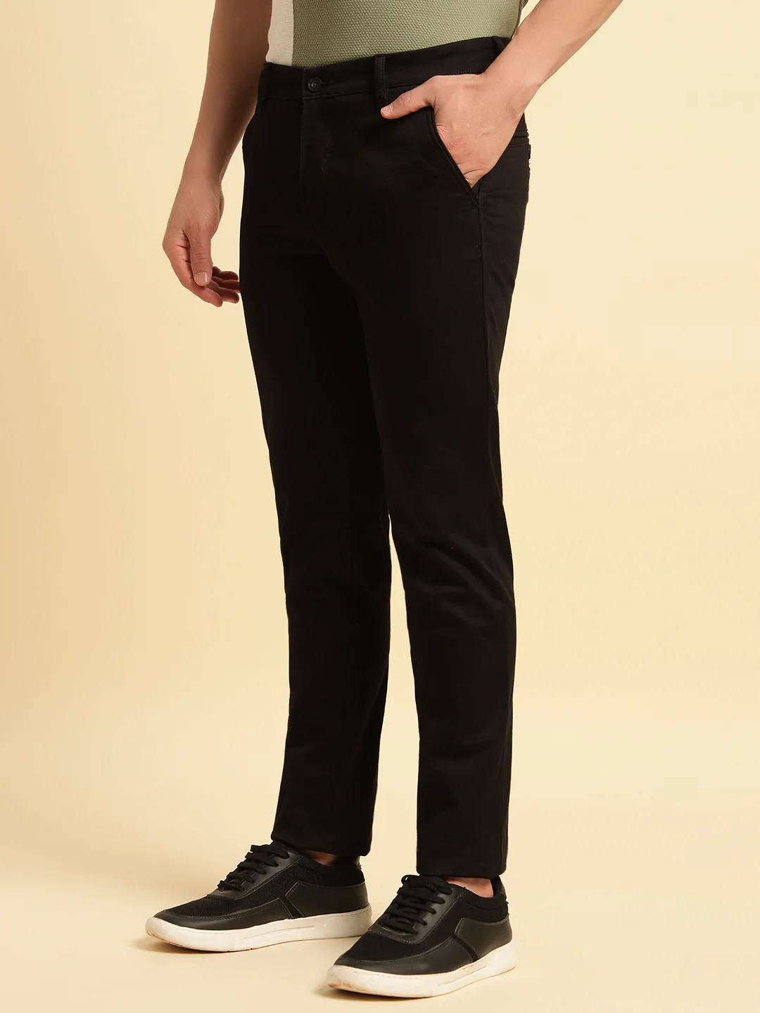Casual Trouser for Men | Breathable & Soft with Color Fastness Regular Fit Cotton Blend Fabric Solid Pattern Button Closure - Image 7