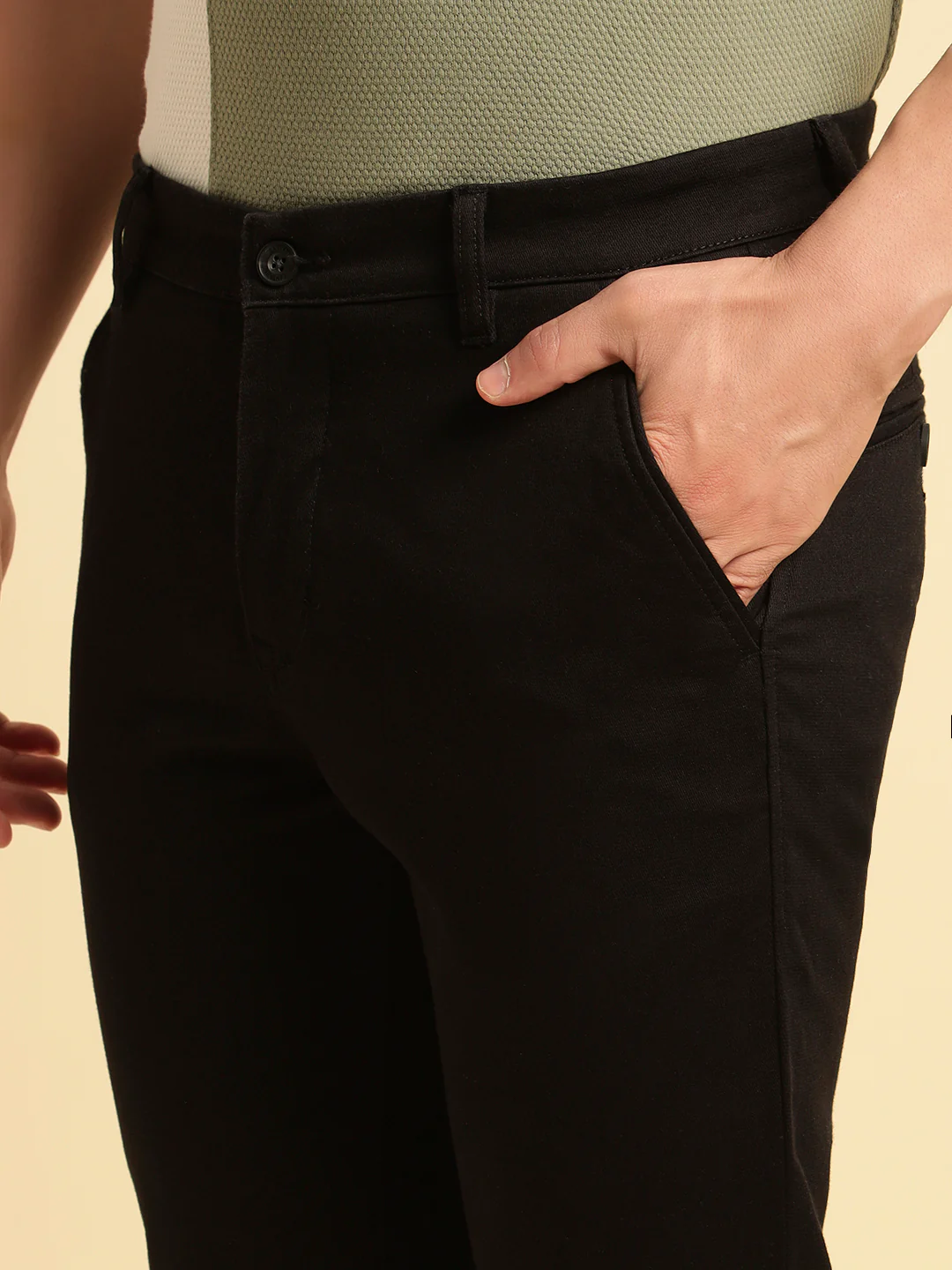 Casual Trouser for Men | Breathable & Soft with Color Fastness Regular Fit Cotton Blend Fabric Solid Pattern Button Closure - Image 8