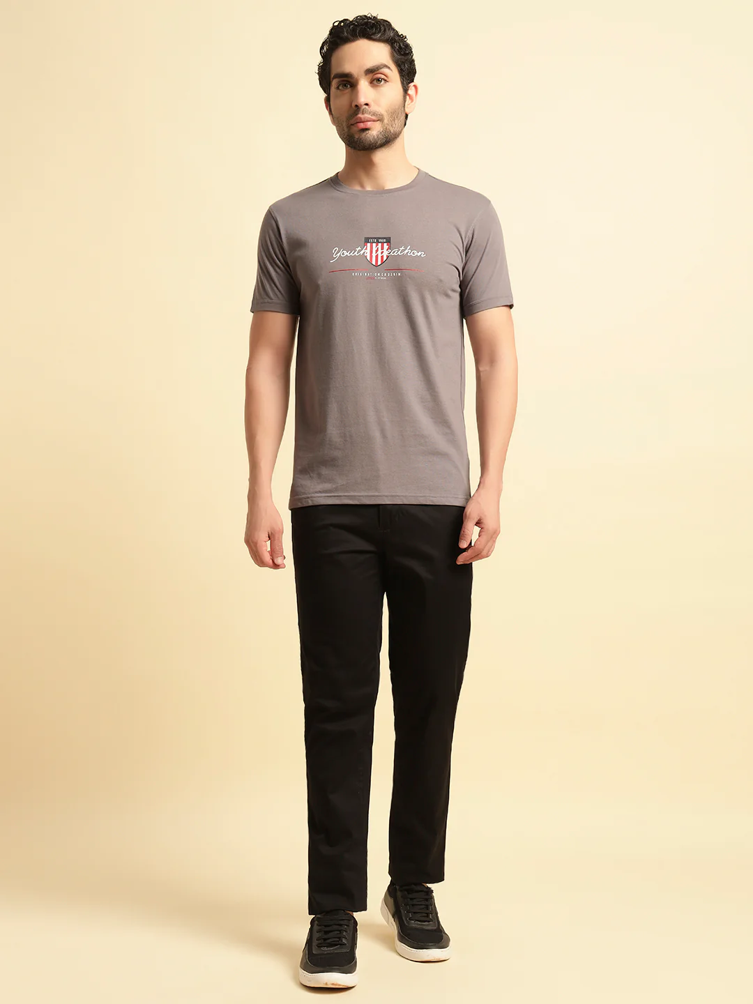 Casual Trouser for Men | Breathable & Soft with Color Fastness Regular Fit Cotton Blend Fabric Solid Pattern Button Closure - Image 2