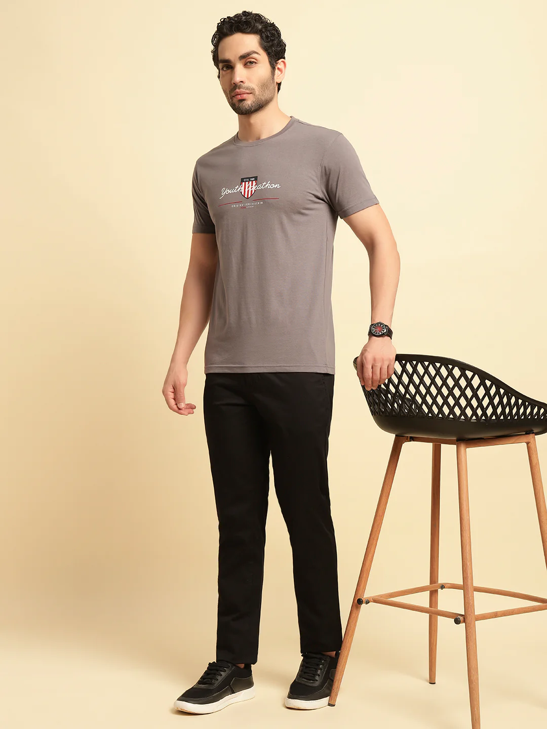 Casual Trouser for Men | Breathable & Soft with Color Fastness Regular Fit Cotton Blend Fabric Solid Pattern Button Closure - Image 3