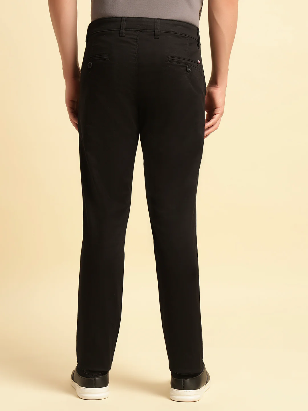 Casual Trouser for Men | Breathable & Soft with Color Fastness Regular Fit Cotton Blend Fabric Solid Pattern Button Closure - Image 4