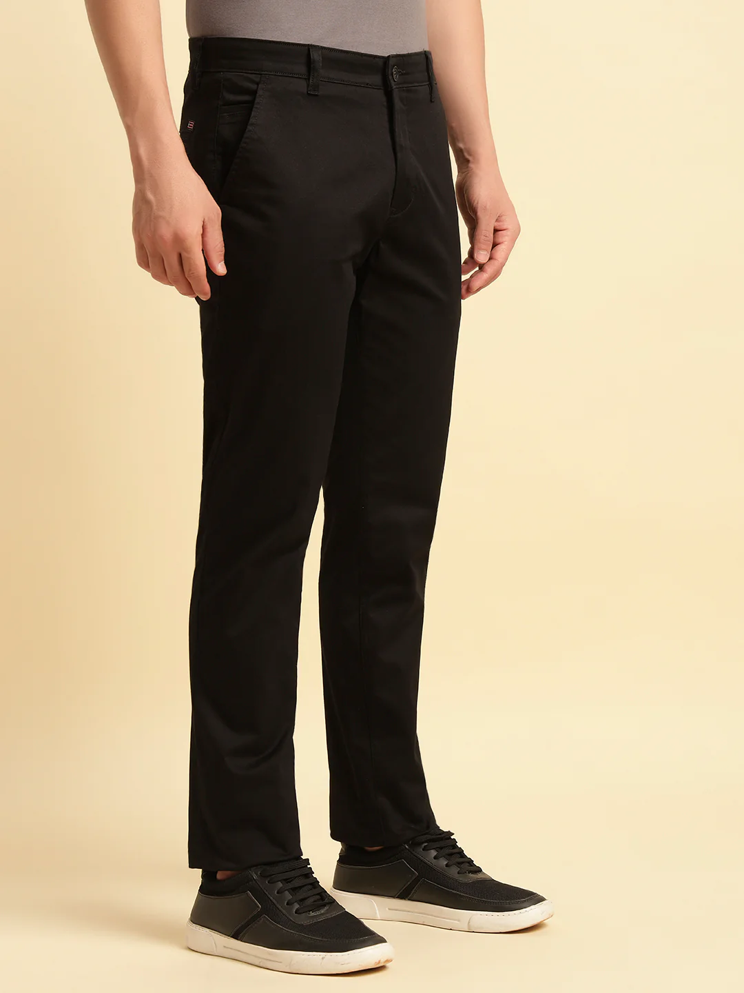 Casual Trouser for Men | Breathable & Soft with Color Fastness Regular Fit Cotton Blend Fabric Solid Pattern Button Closure - Image 6