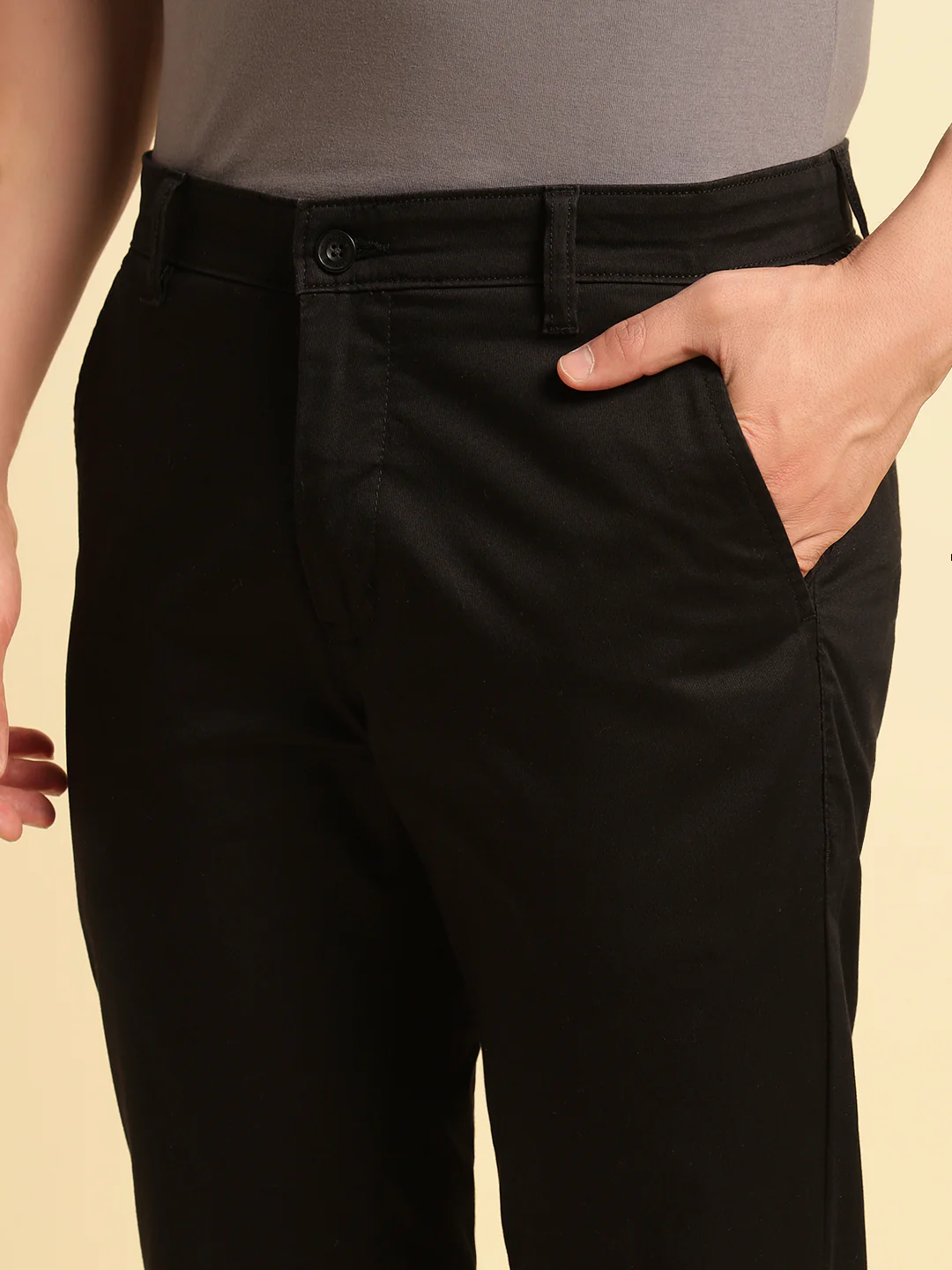 Casual Trouser for Men | Breathable & Soft with Color Fastness Regular Fit Cotton Blend Fabric Solid Pattern Button Closure - Image 8