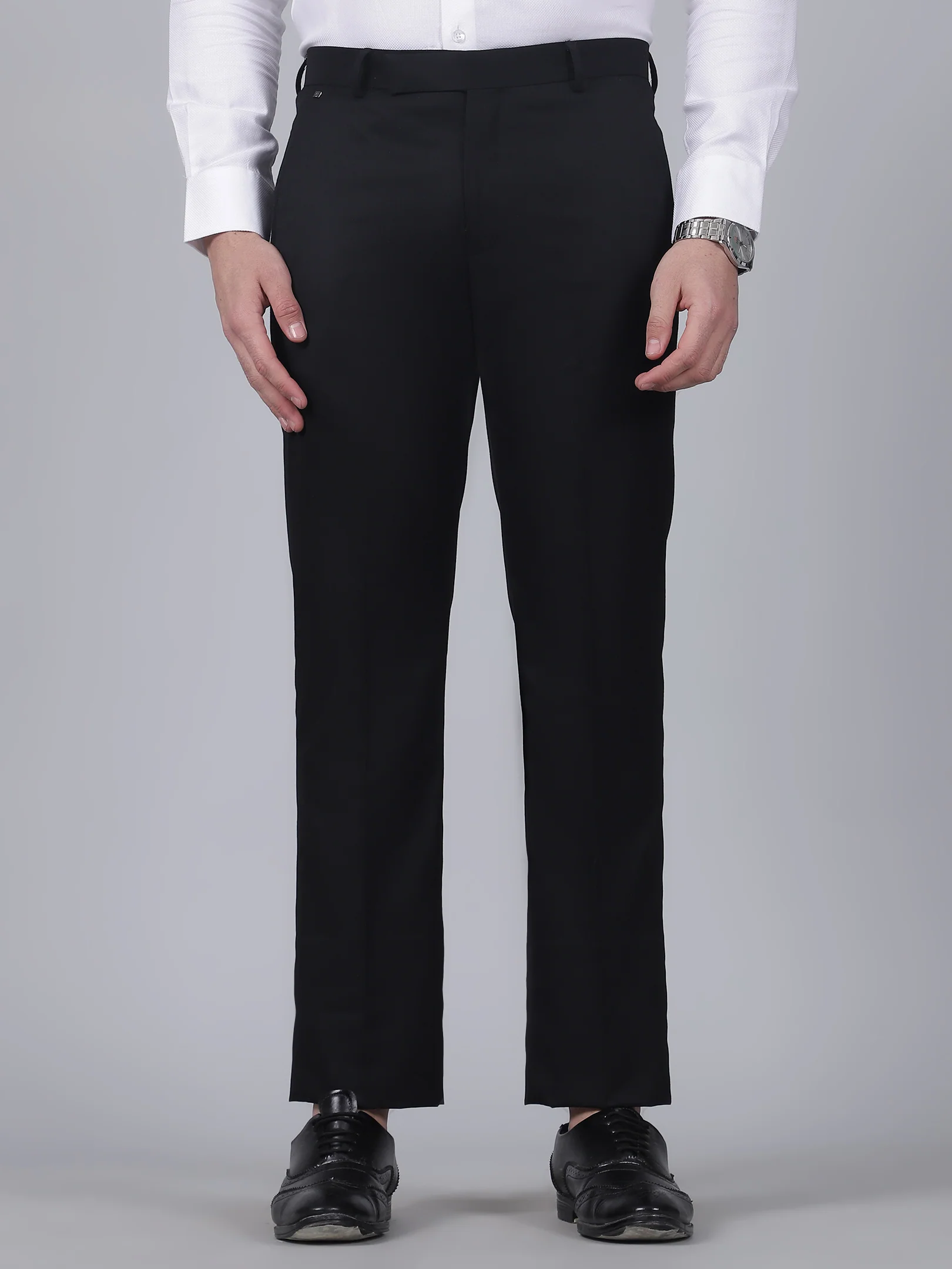 Formal Trouser for Men | Breathable & Soft with Color Fastness Regular Fit Poly Viscose Fabric Solid Pattern Hook & Eye Closure - Image 2