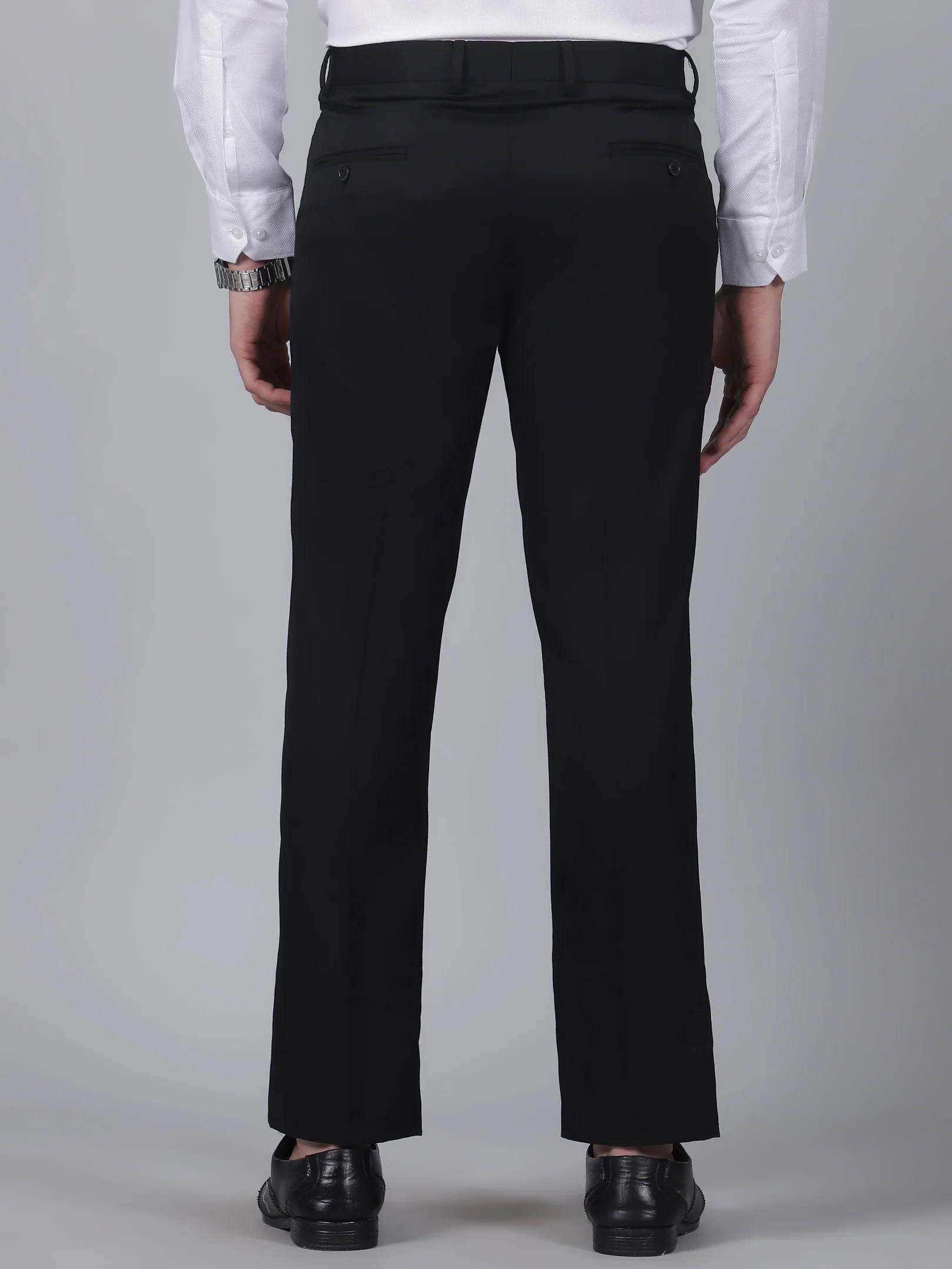 Formal Trouser for Men | Breathable & Soft with Color Fastness Regular Fit Poly Viscose Fabric Solid Pattern Hook & Eye Closure - Image 5
