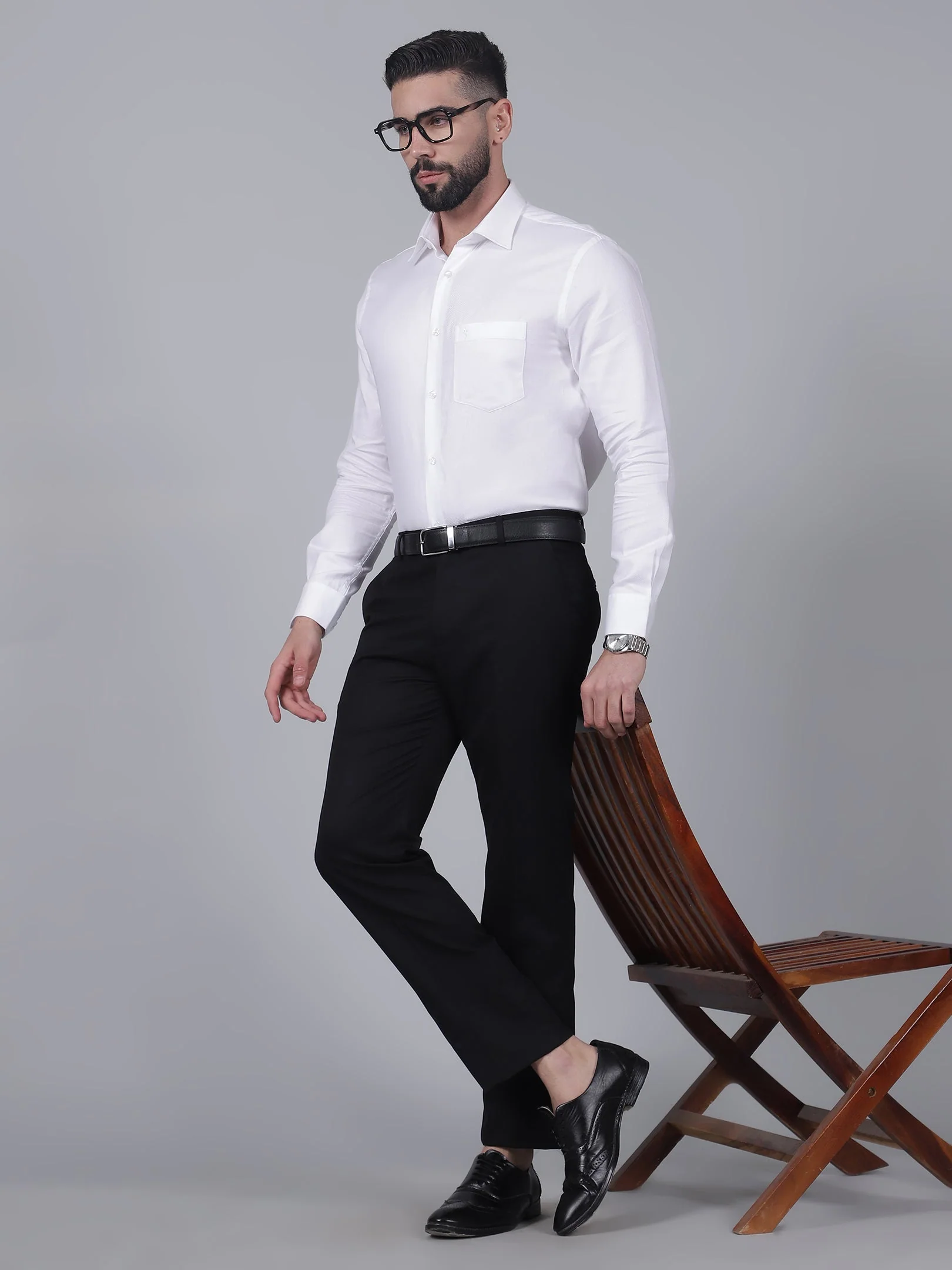 Formal Trouser for Men | Breathable & Soft with Color Fastness Regular Fit Poly Viscose Fabric Solid Pattern Hook & Eye Closure - Image 7