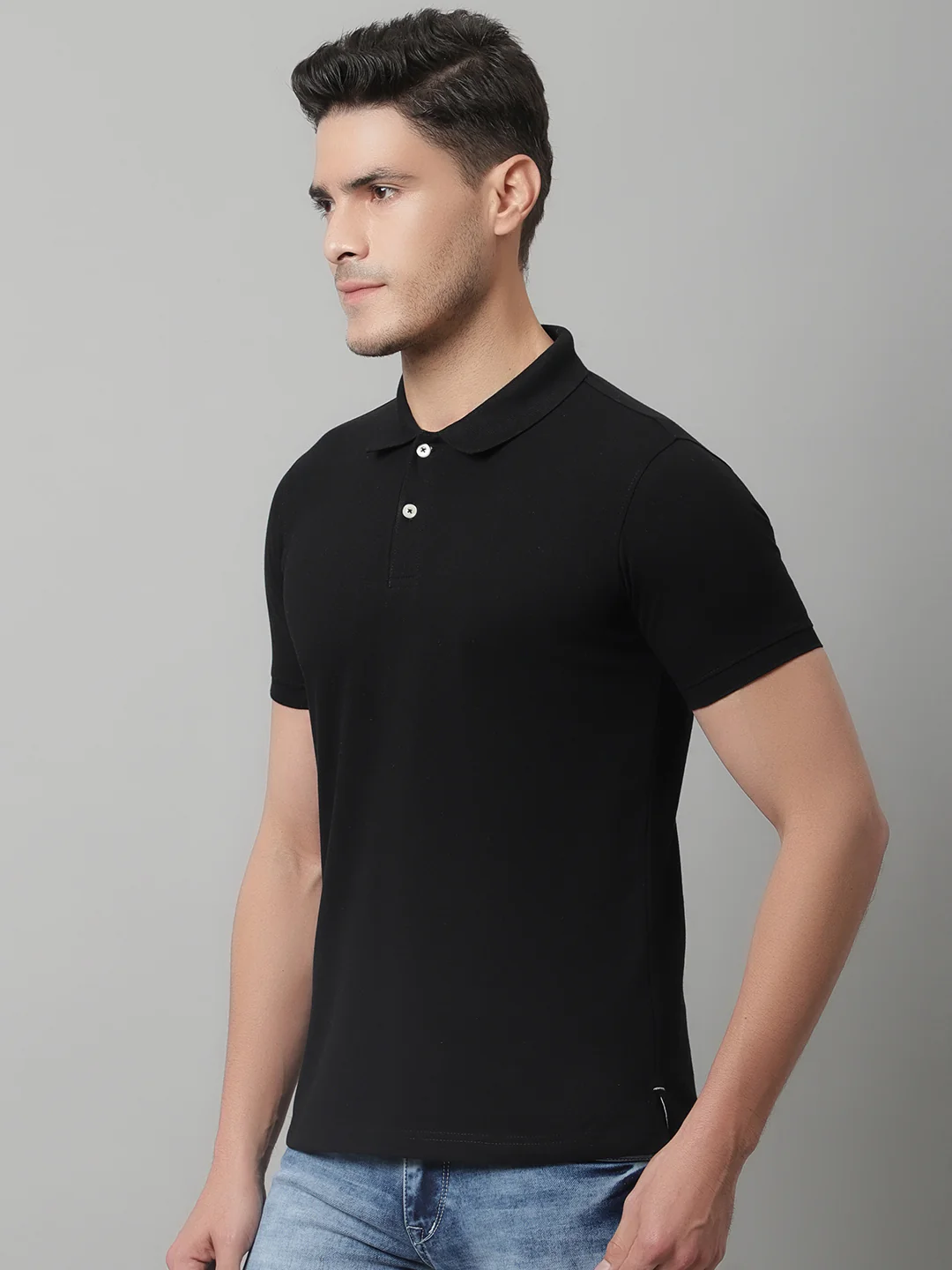 T-Shirt for Men | Breathable & Soft with Color Fastness Regular Fit Polo Neck Poly Cotton Fabric Solid Pattern - Image 3