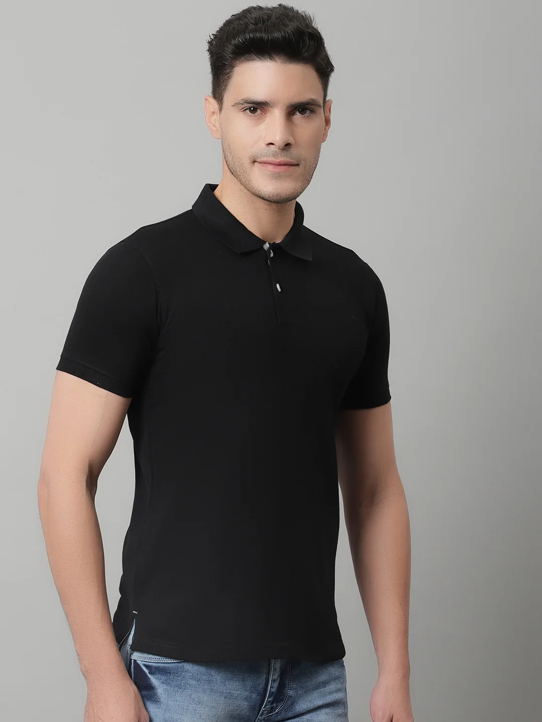 T-Shirt for Men | Breathable & Soft with Color Fastness Regular Fit Polo Neck Poly Cotton Fabric Solid Pattern - Image 4
