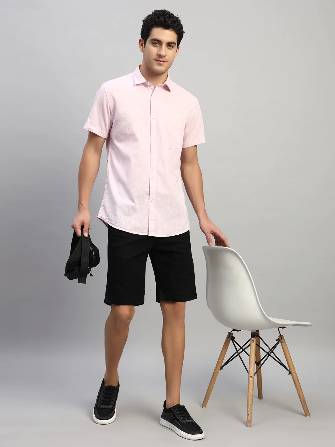 Men's Solid Black Regular Fit Casual Bermuda - Image 8