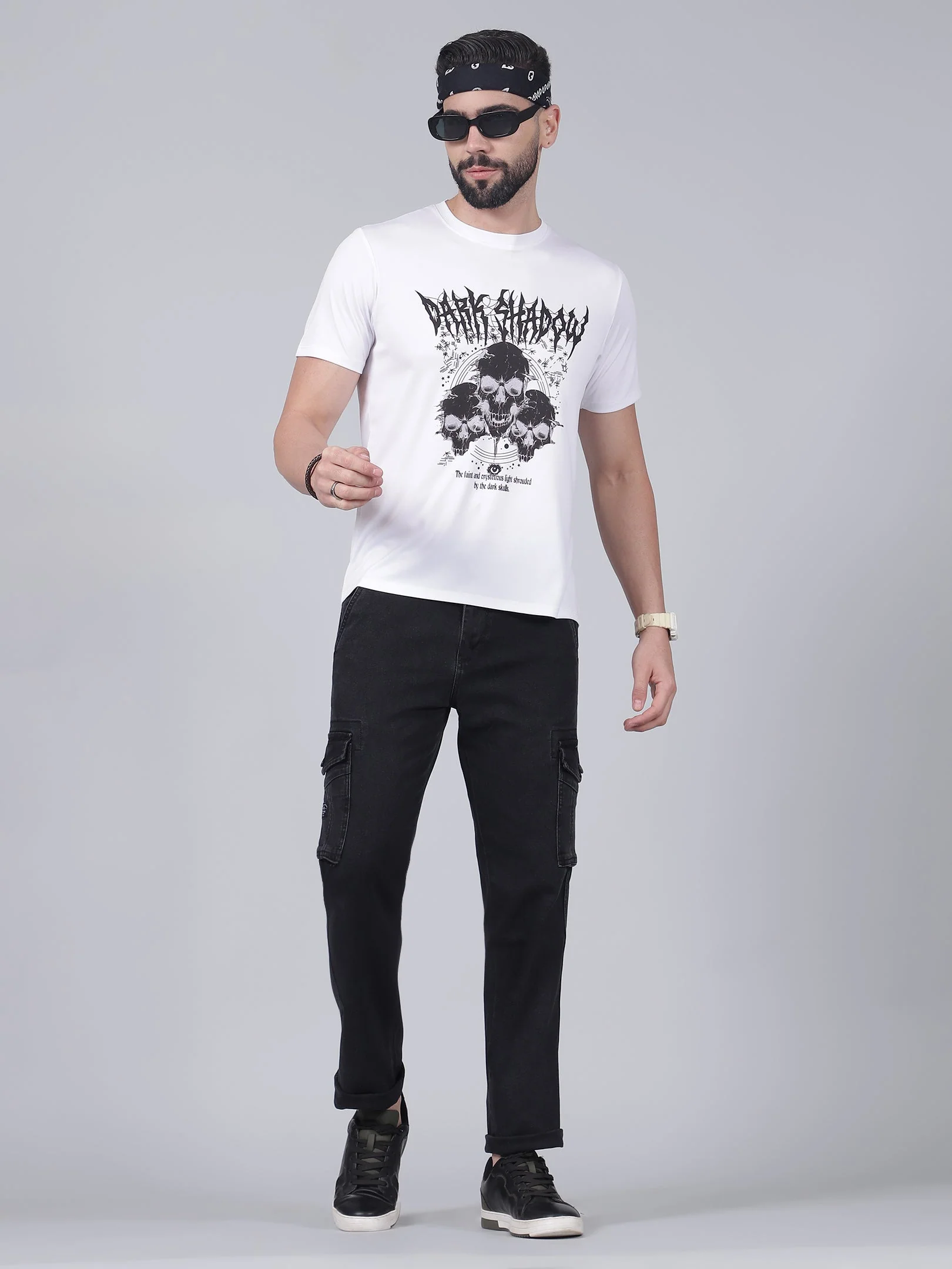 Men's Solid Black Regular Fit Casual Cargo - Image 7
