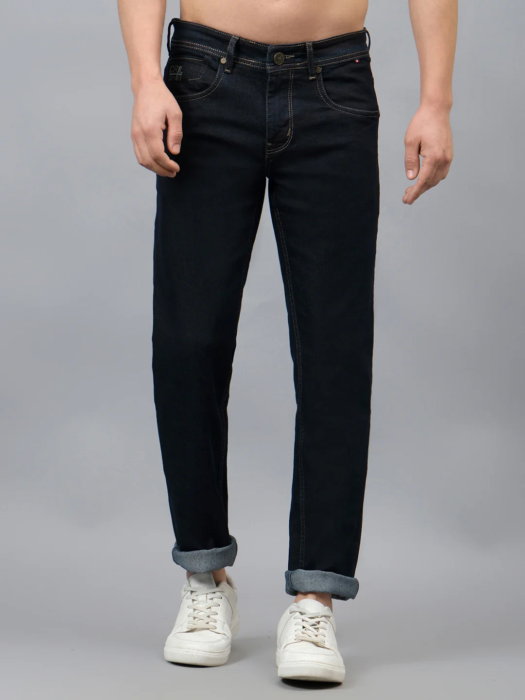 Denim Jeans for Men l Breathable & Soft with Color Fastness Ultra Narrow Fit Cotton Fabric Solid Pattern Button Closure - Image 2