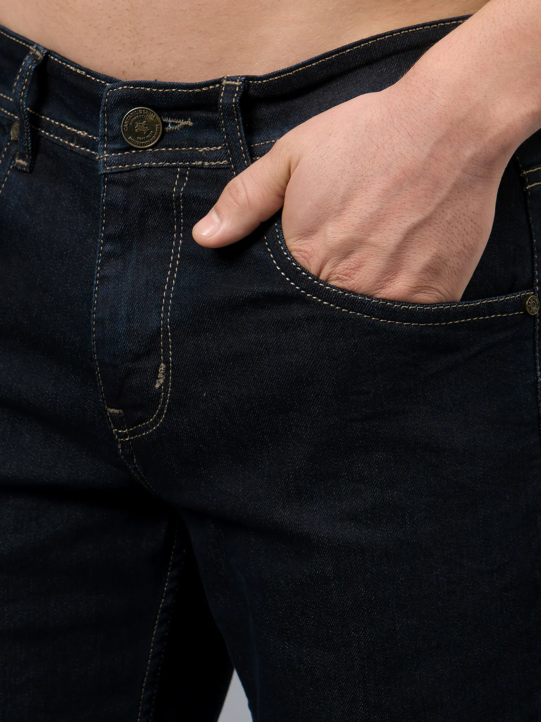 Denim Jeans for Men l Breathable & Soft with Color Fastness Ultra Narrow Fit Cotton Fabric Solid Pattern Button Closure - Image 6