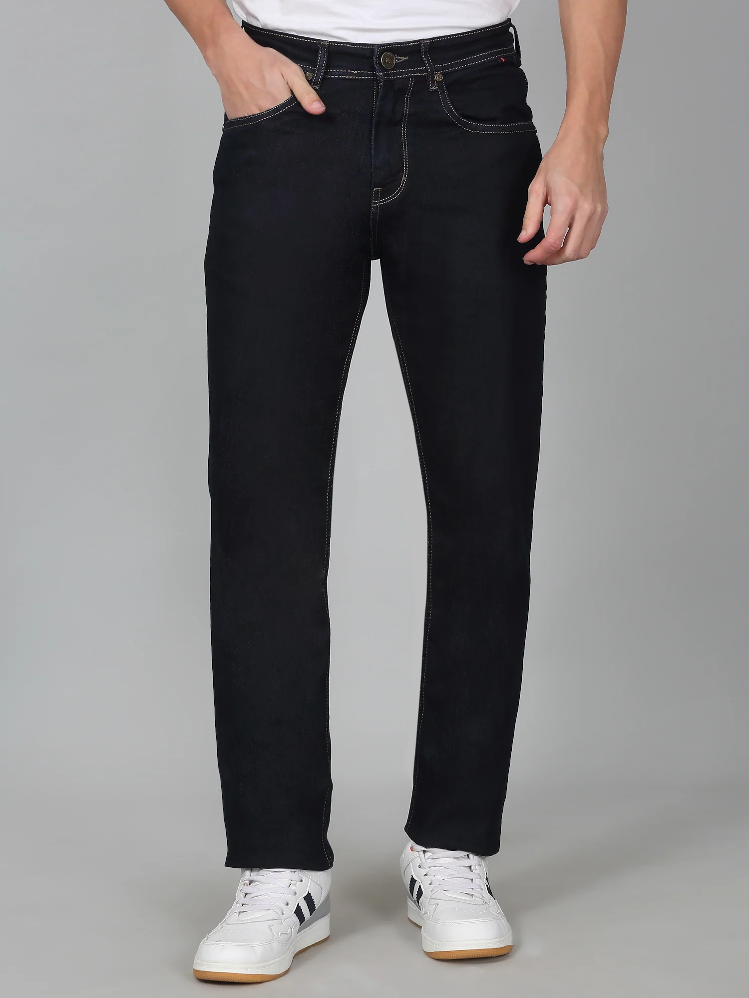 Denim Jeans for Men l Breathable & Soft with Color Fastness Straight Fit Cotton Fabric Solid Pattern Button Closure - Image 2