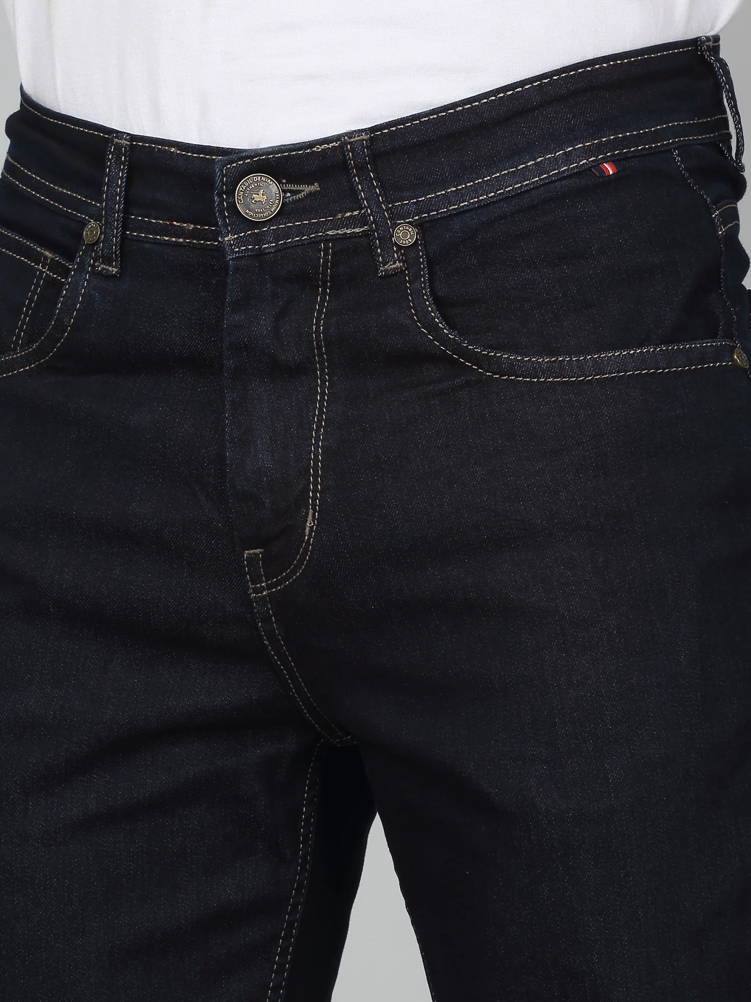 Denim Jeans for Men l Breathable & Soft with Color Fastness Straight Fit Cotton Fabric Solid Pattern Button Closure - Image 5