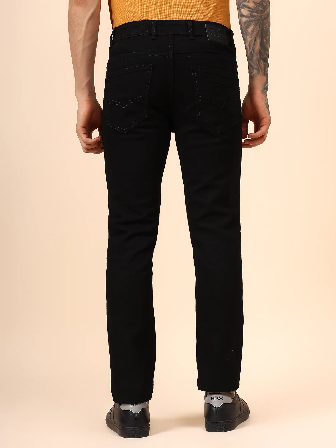 Denim Jeans for Men l Breathable & Soft with Color Fastness Ultra Narrow Fit Cotton Fabric Solid Pattern Button Closure - Image 6