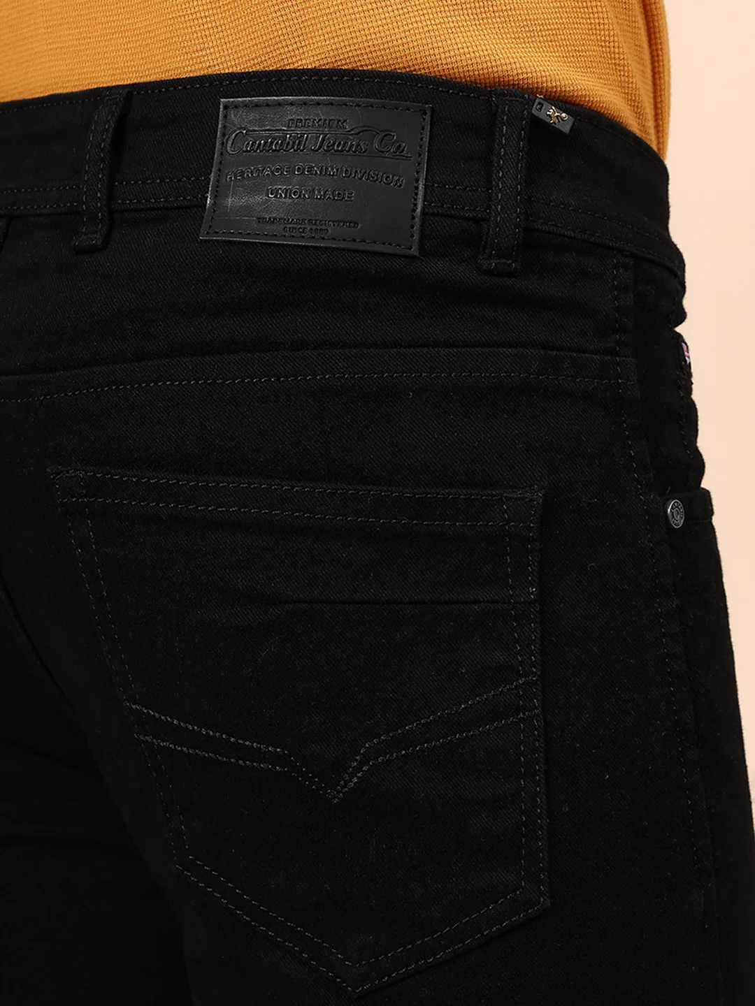 Denim Jeans for Men l Breathable & Soft with Color Fastness Ultra Narrow Fit Cotton Fabric Solid Pattern Button Closure - Image 8