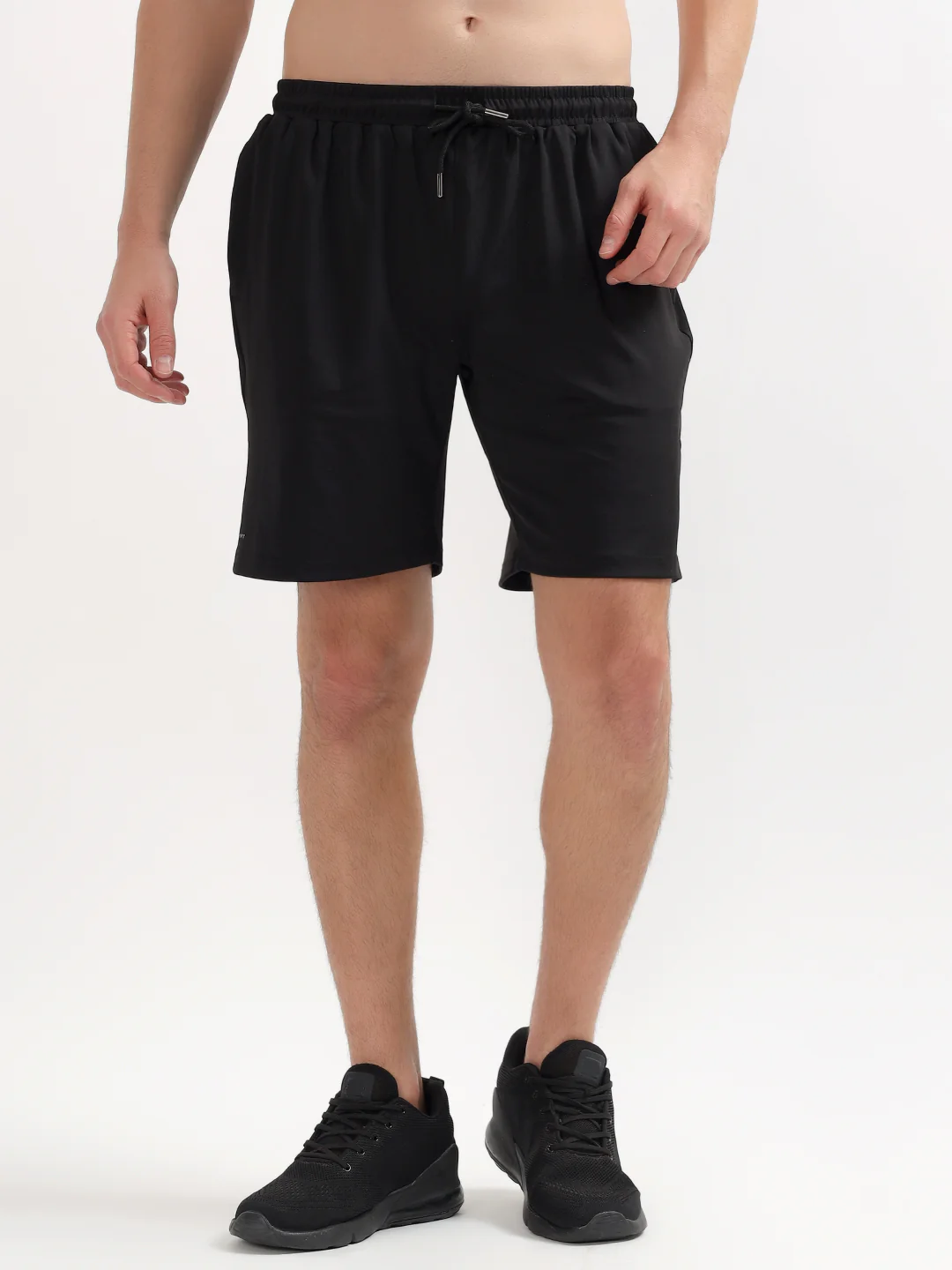 Men's Solid Black Regular Fit Casual Shorts - Image 3