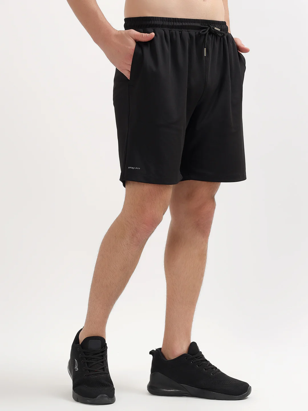 Men's Solid Black Regular Fit Casual Shorts - Image 6